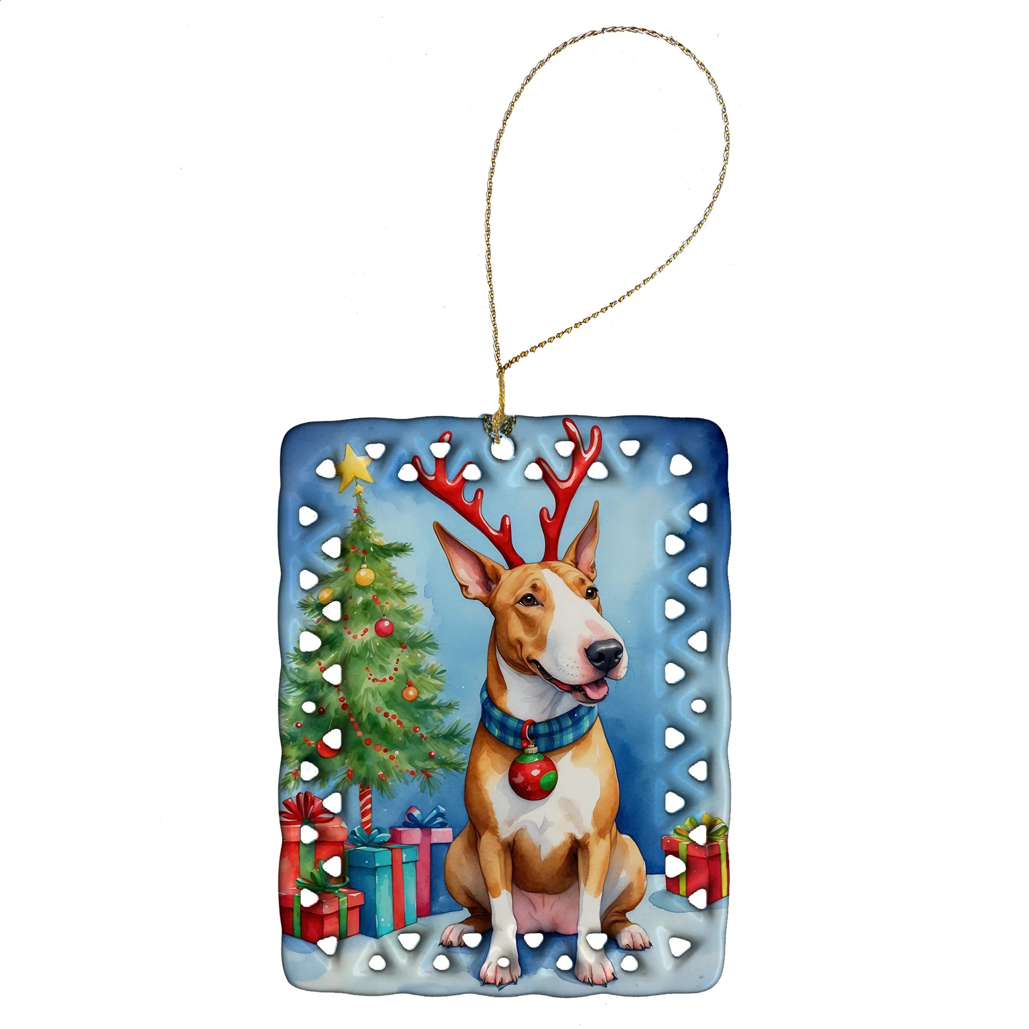 Christmas Reindeer Porcelain Ornament
