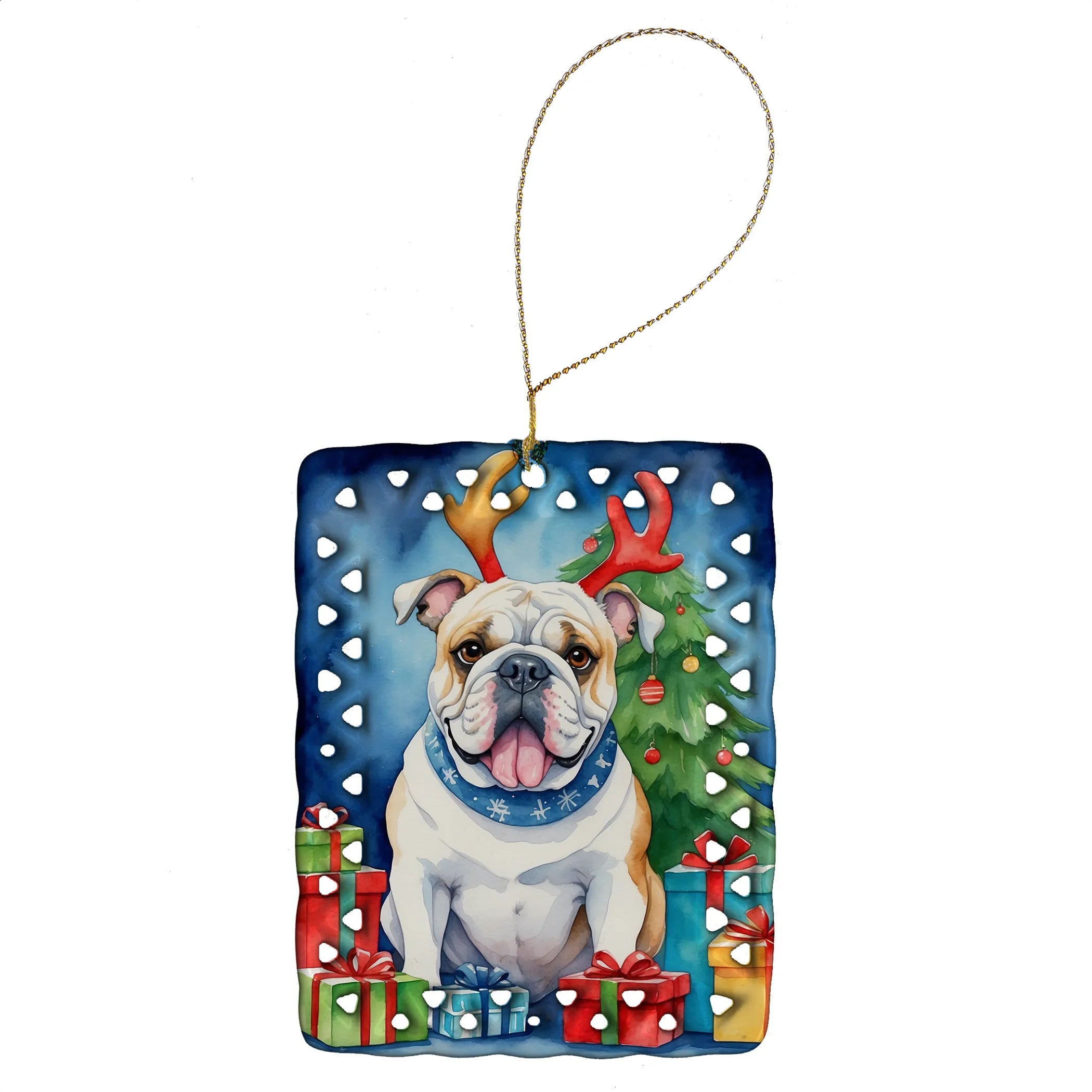 Christmas Reindeer Porcelain Ornament