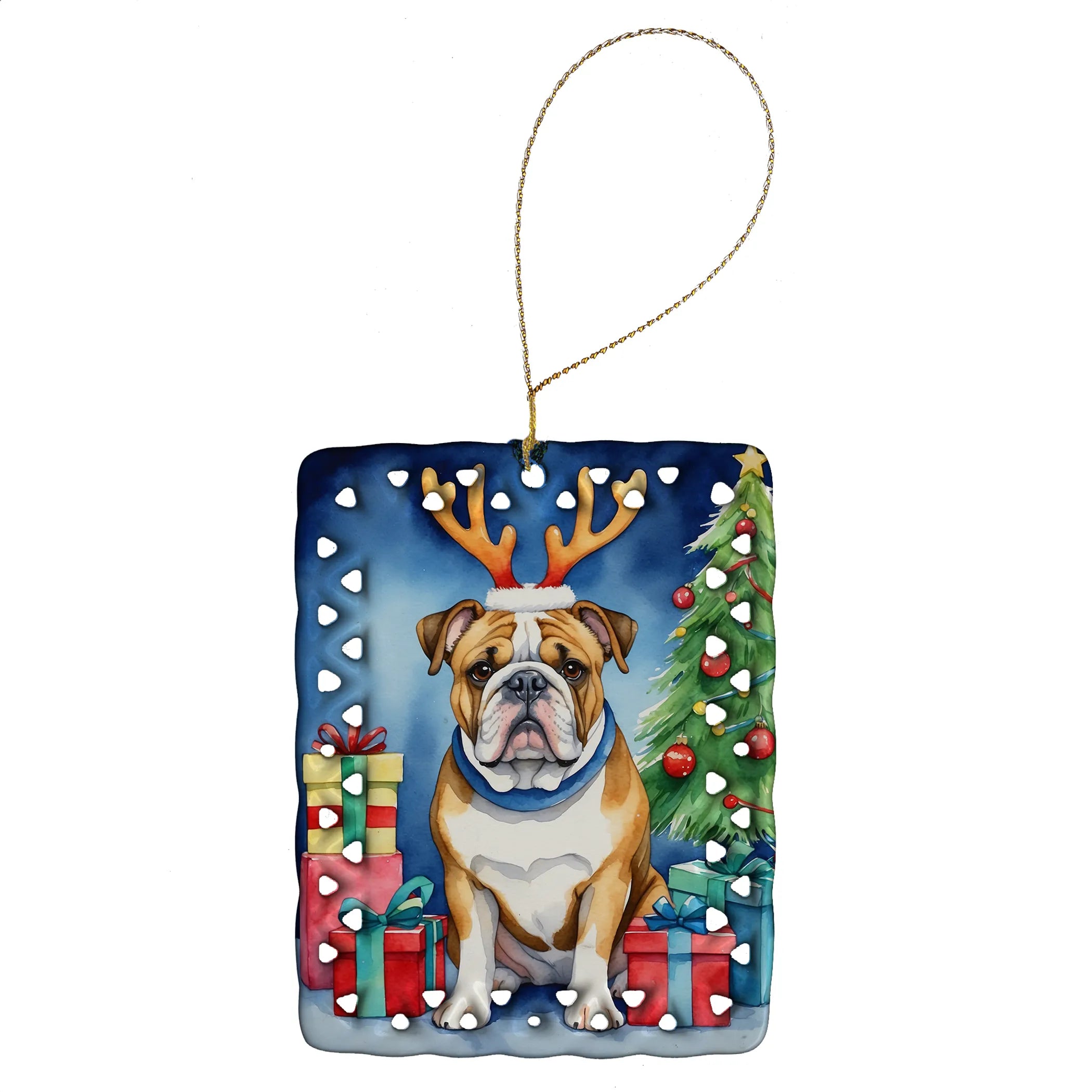 Christmas Reindeer Porcelain Ornament