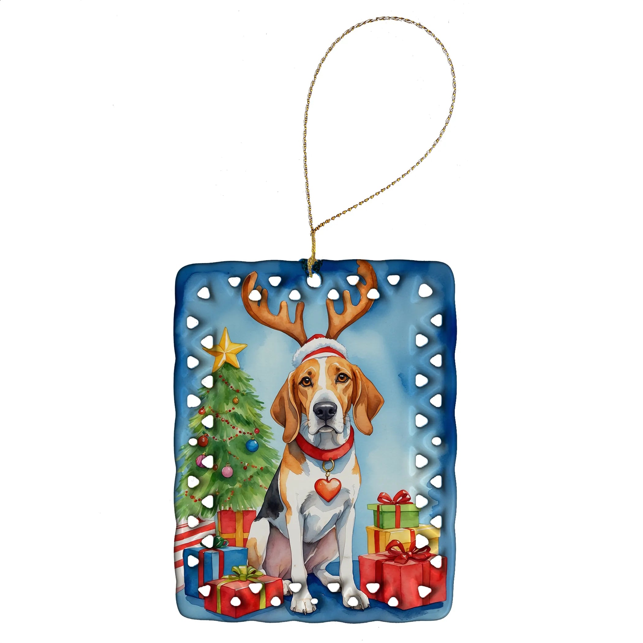 Christmas Reindeer Porcelain Ornament