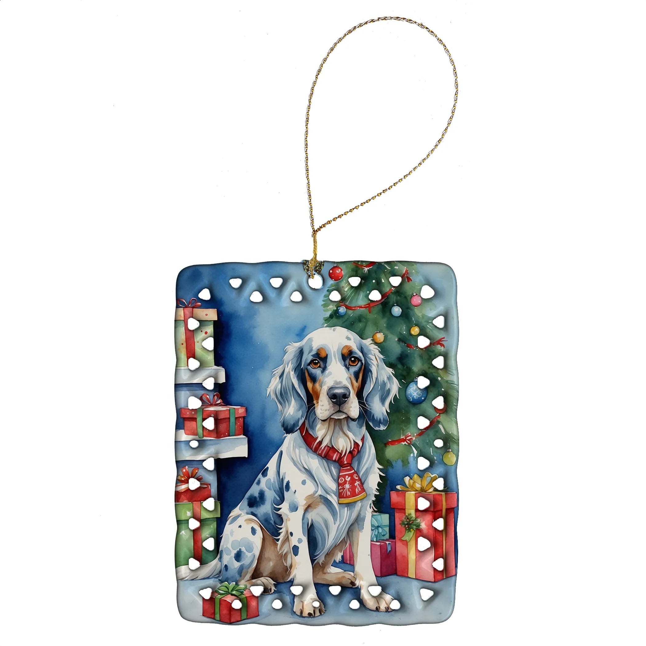 Christmas Reindeer Porcelain Ornament