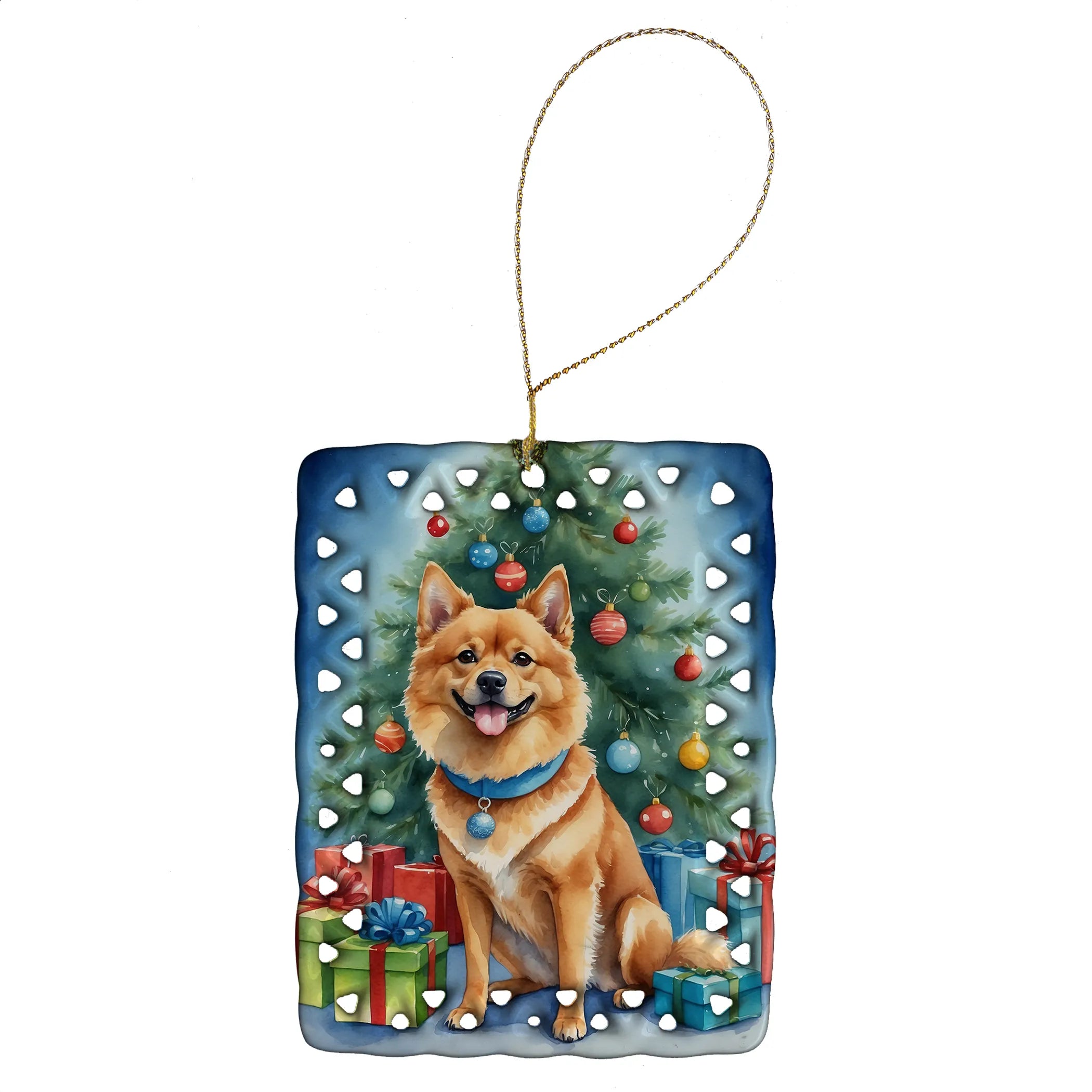 Christmas Reindeer Porcelain Ornament