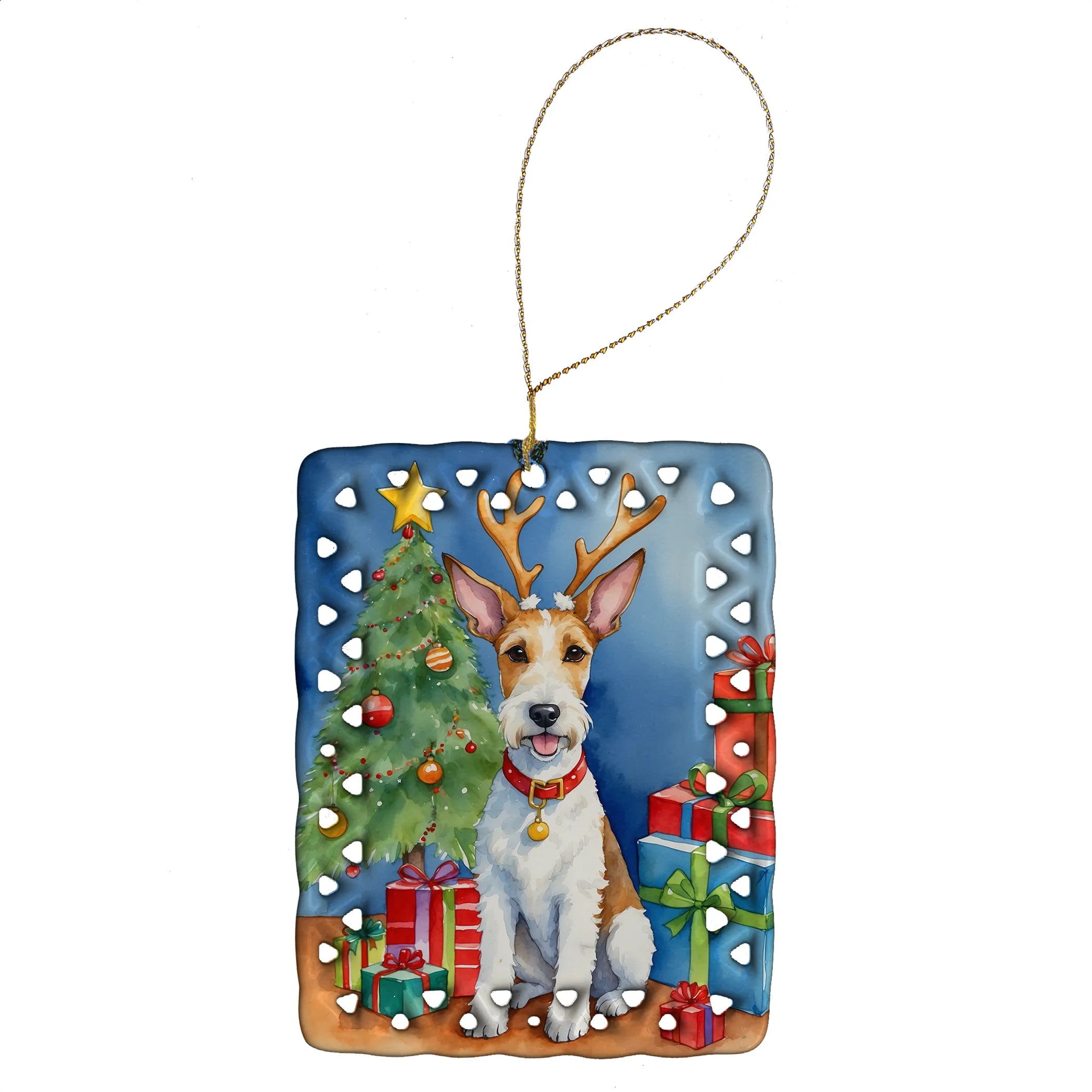 Christmas Reindeer Porcelain Ornament