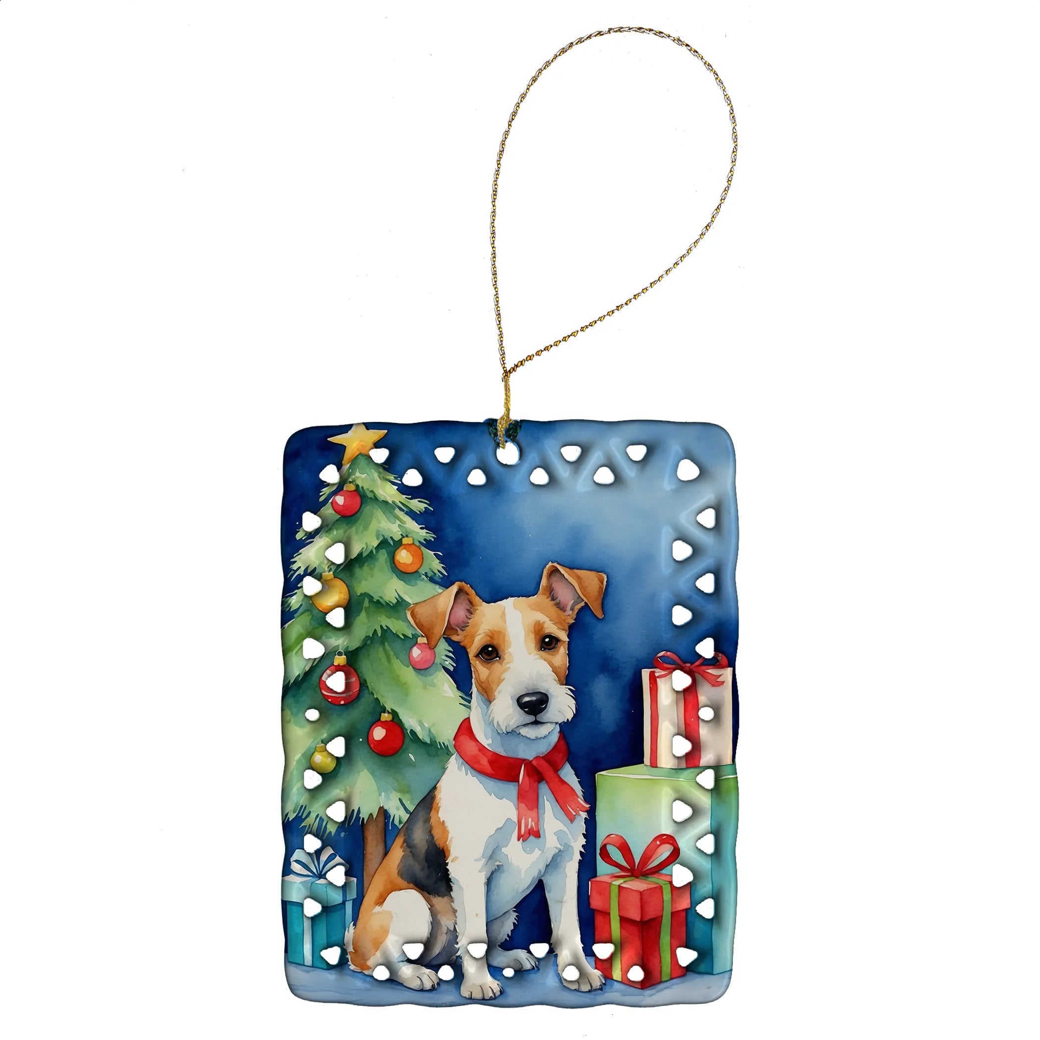 Christmas Reindeer Porcelain Ornament