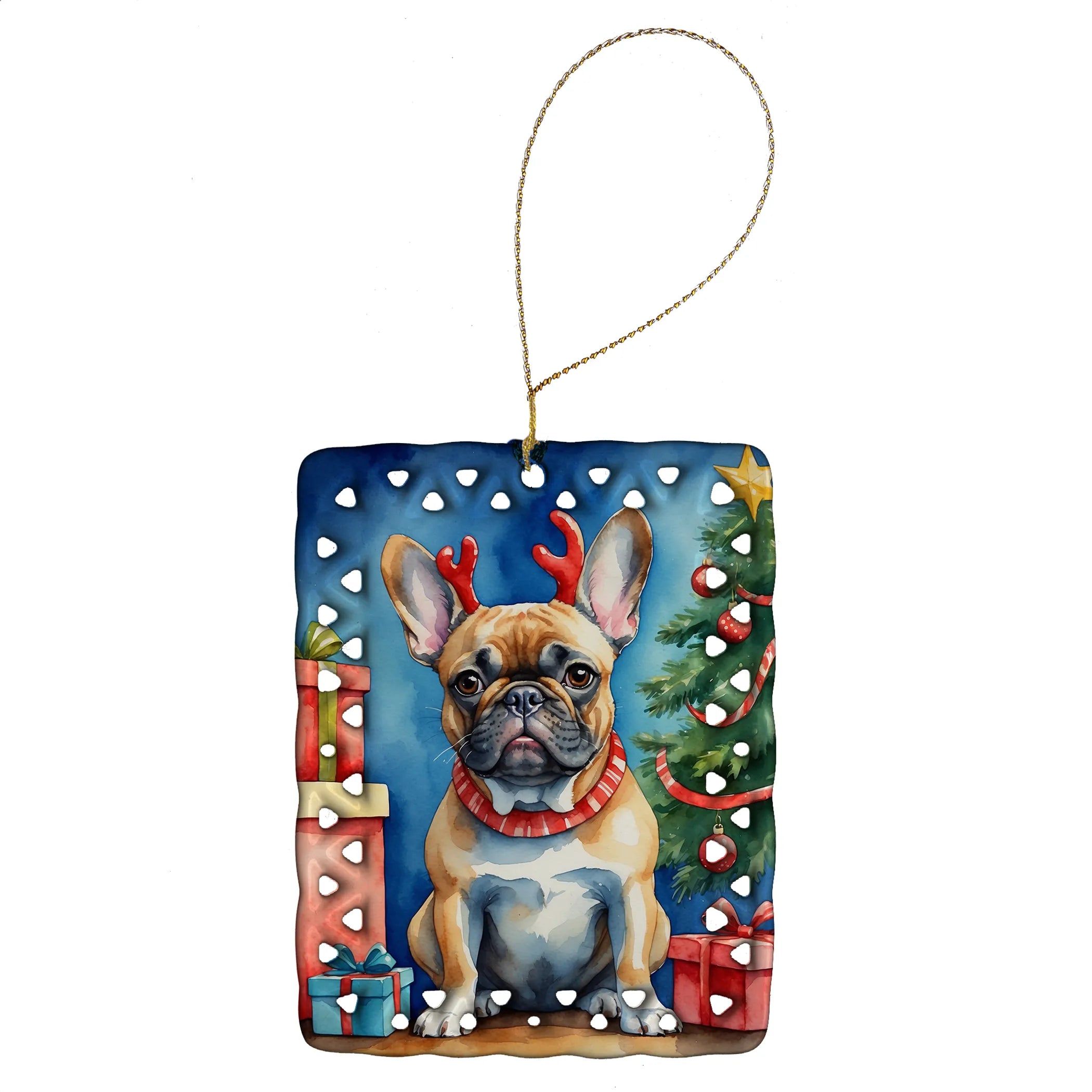 Christmas Reindeer Porcelain Ornament