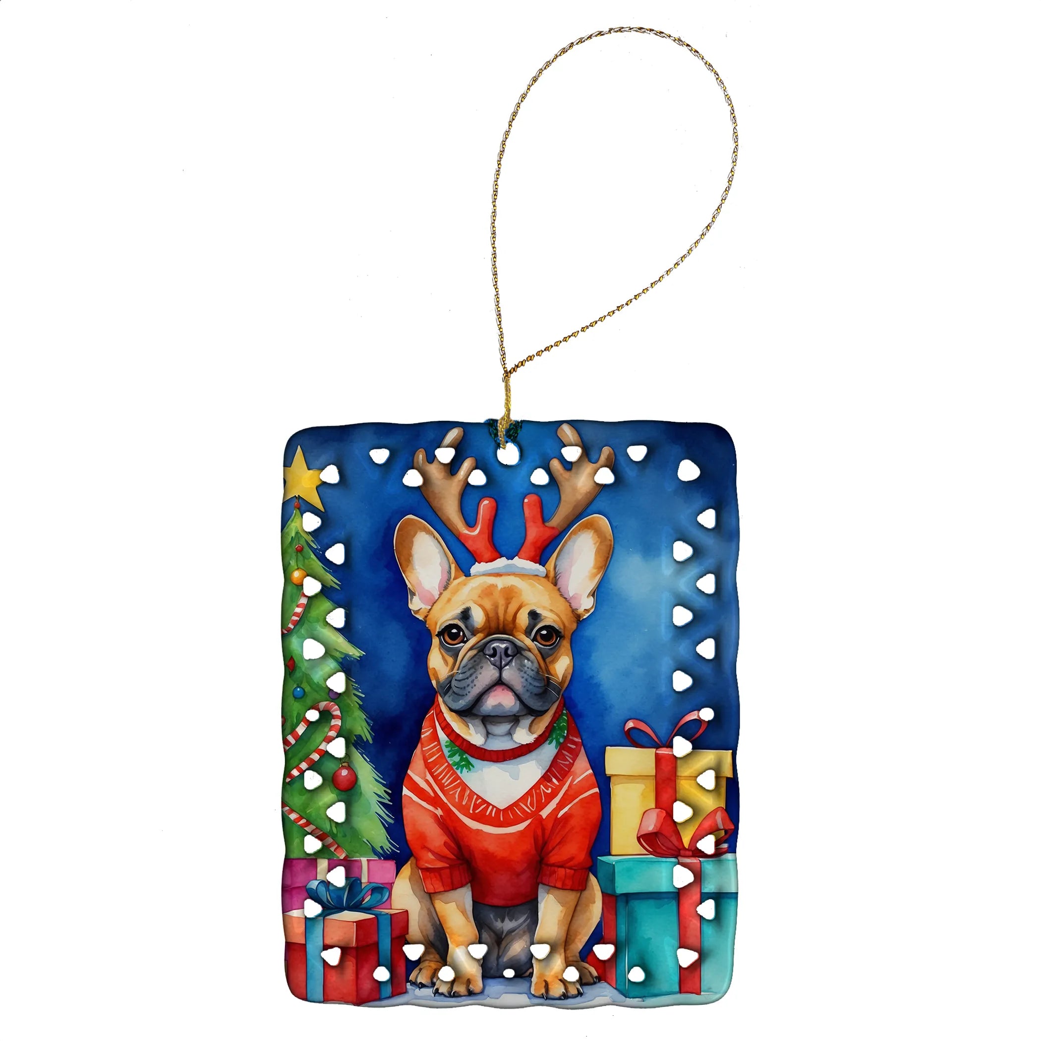 Christmas Reindeer Porcelain Ornament