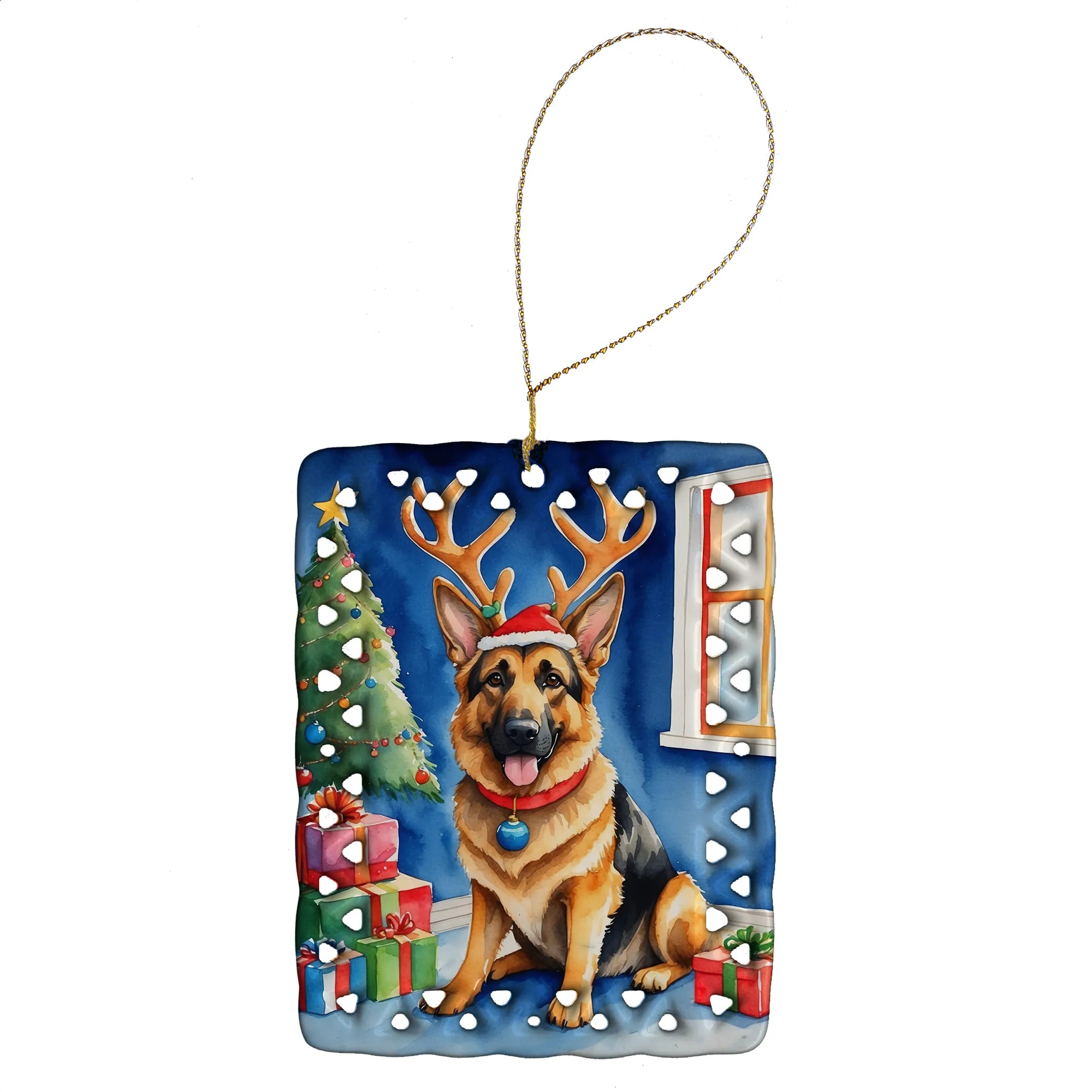 Christmas Reindeer Porcelain Ornament