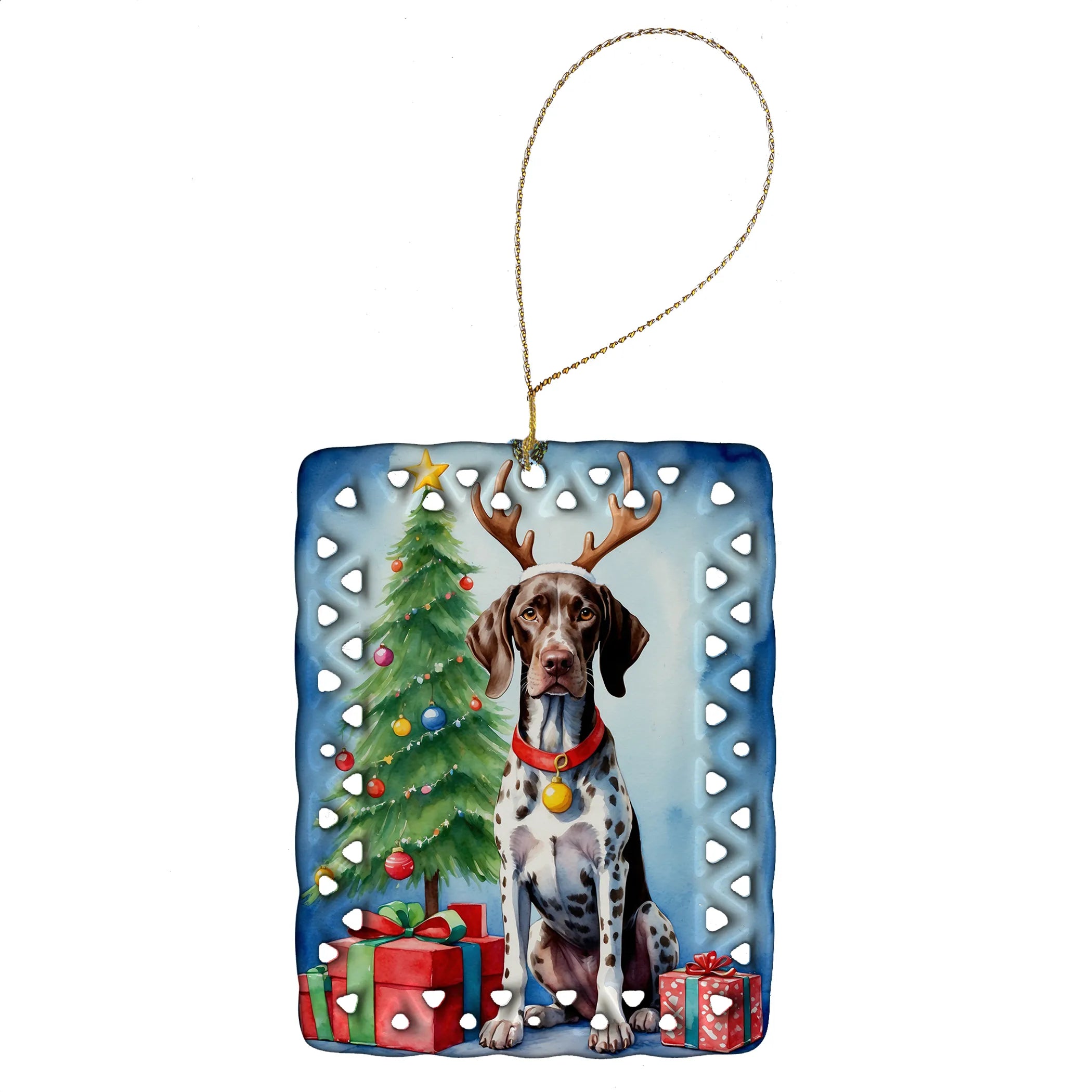 Christmas Reindeer Porcelain Ornament