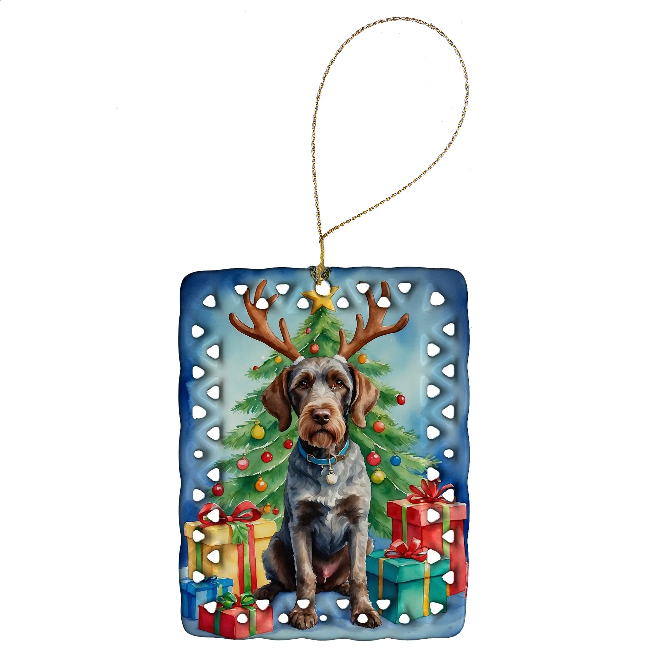 Christmas Reindeer Porcelain Ornament