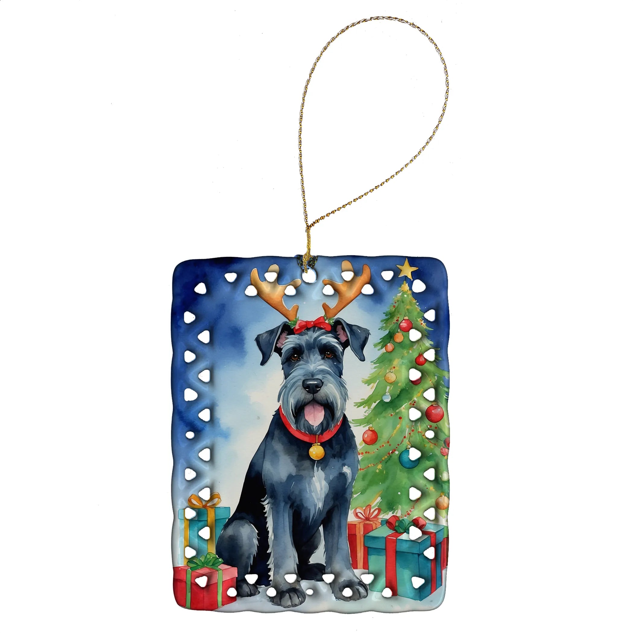 Christmas Reindeer Porcelain Ornament