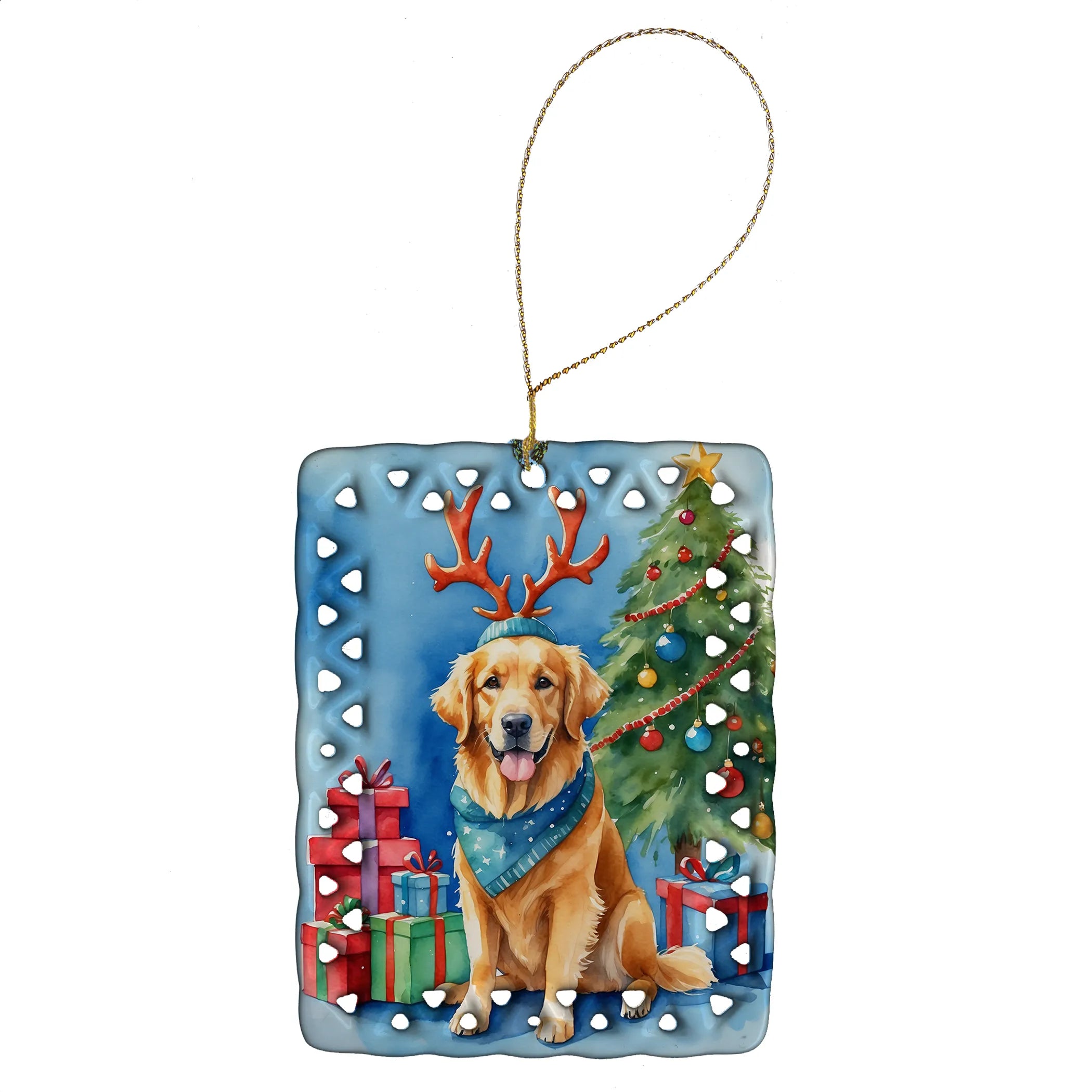 Christmas Reindeer Porcelain Ornament