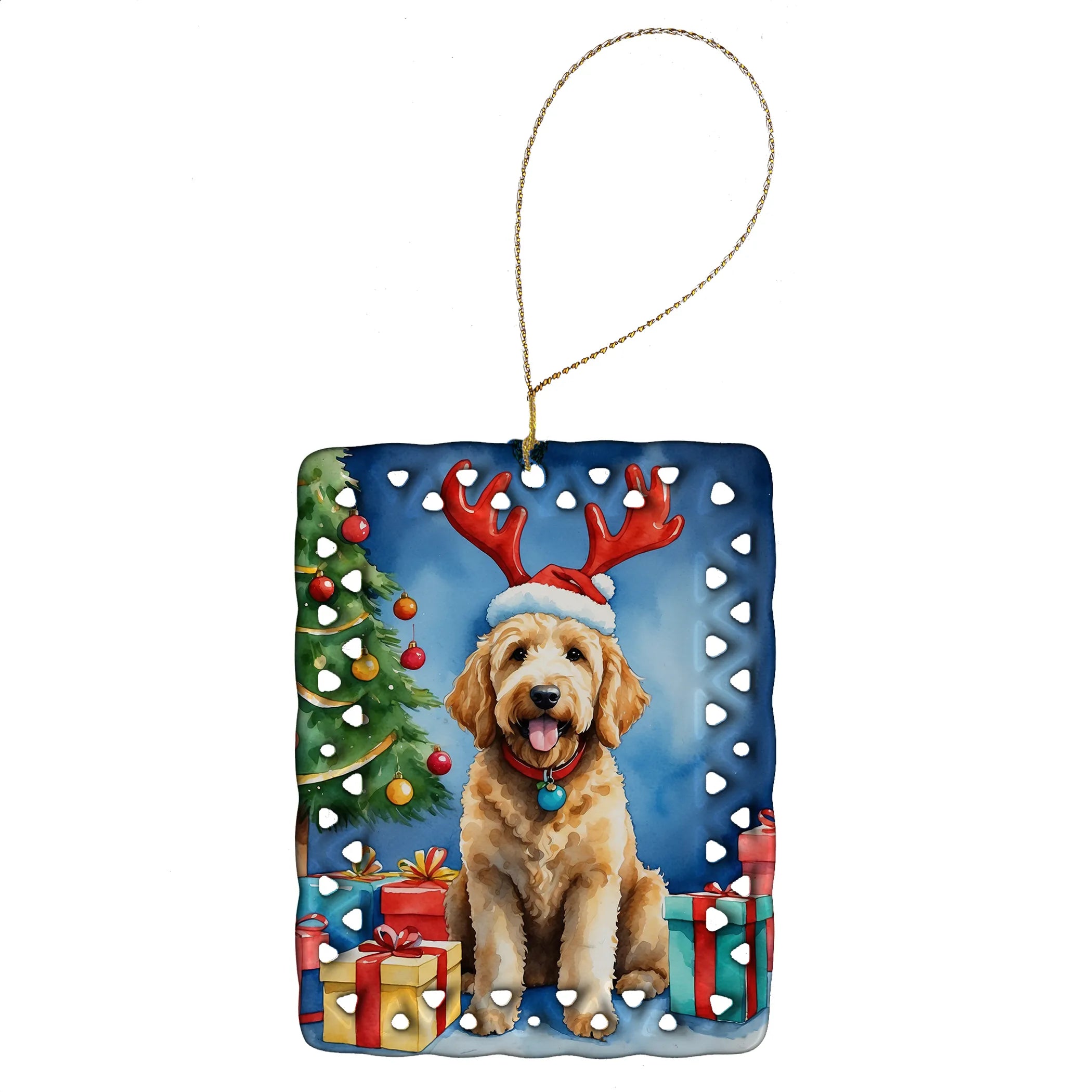 Christmas Reindeer Porcelain Ornament