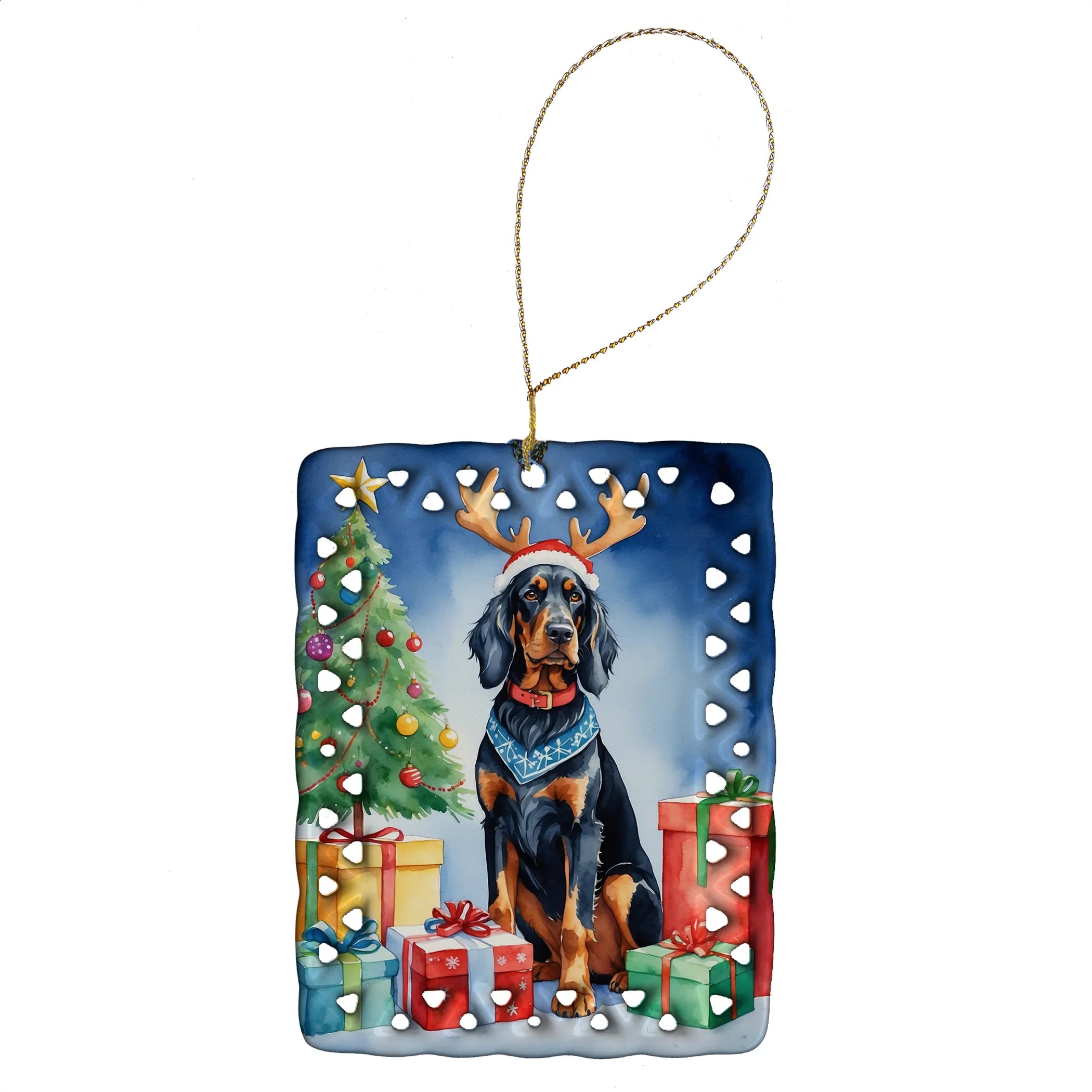 Christmas Reindeer Porcelain Ornament