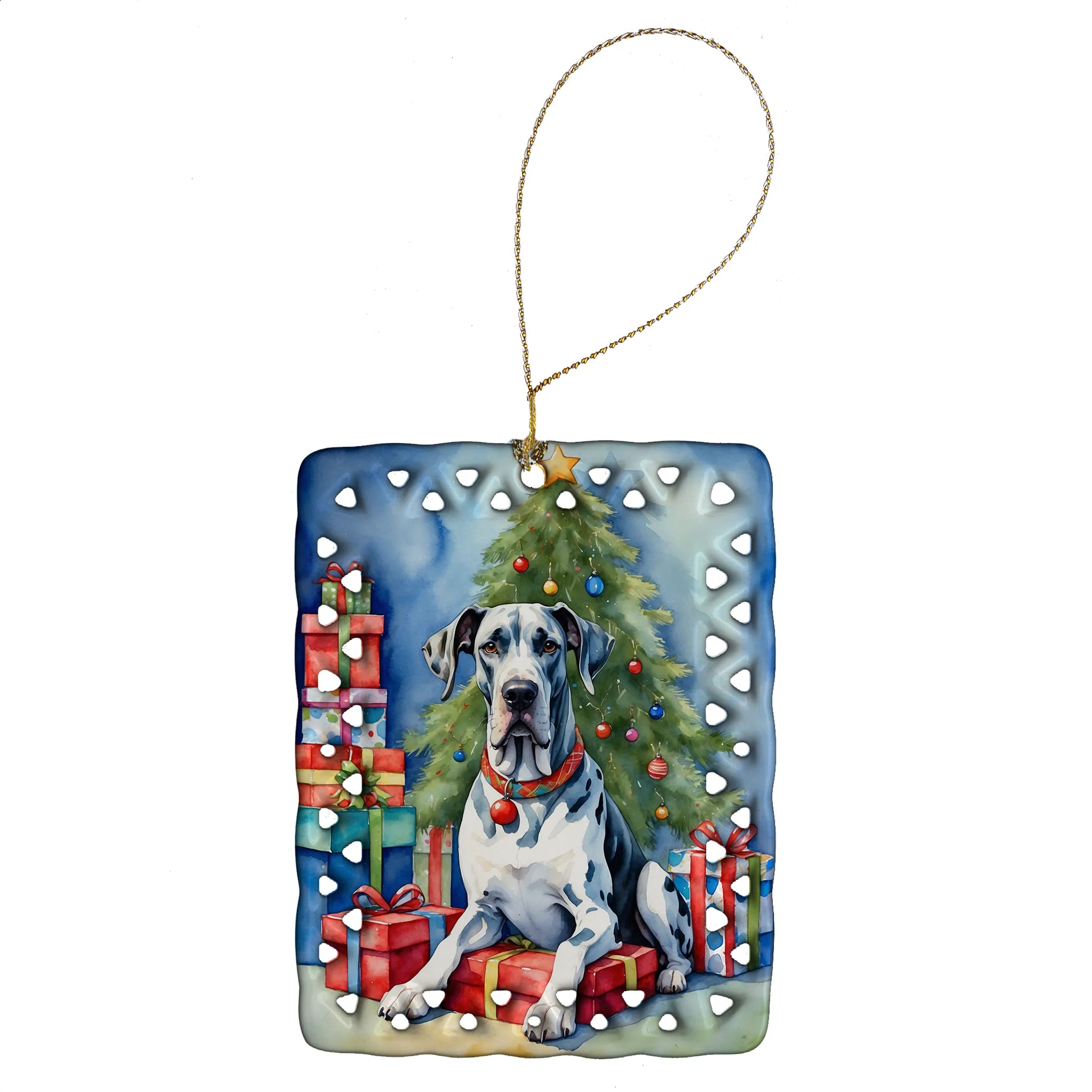 Christmas Reindeer Porcelain Ornament