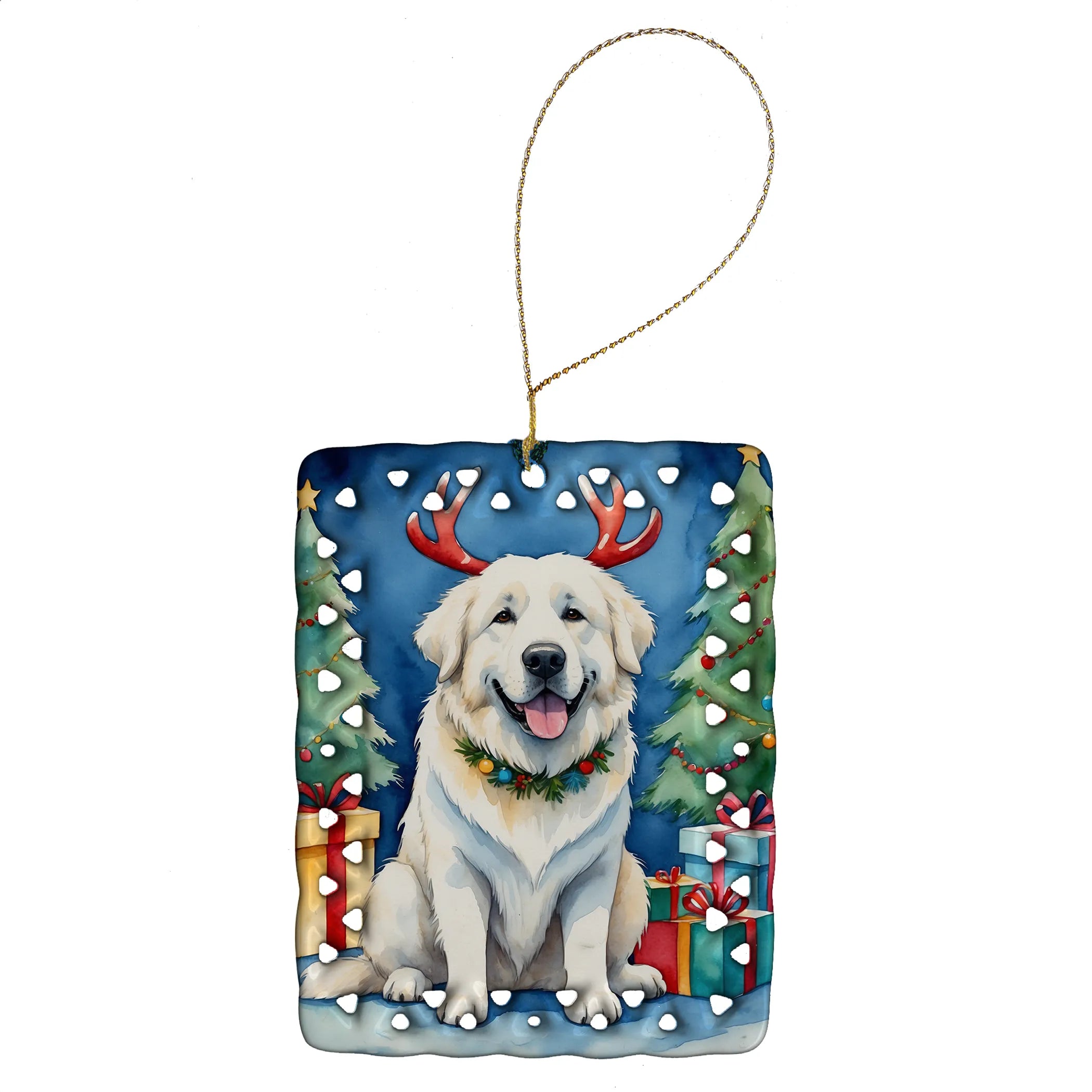 Christmas Reindeer Porcelain Ornament