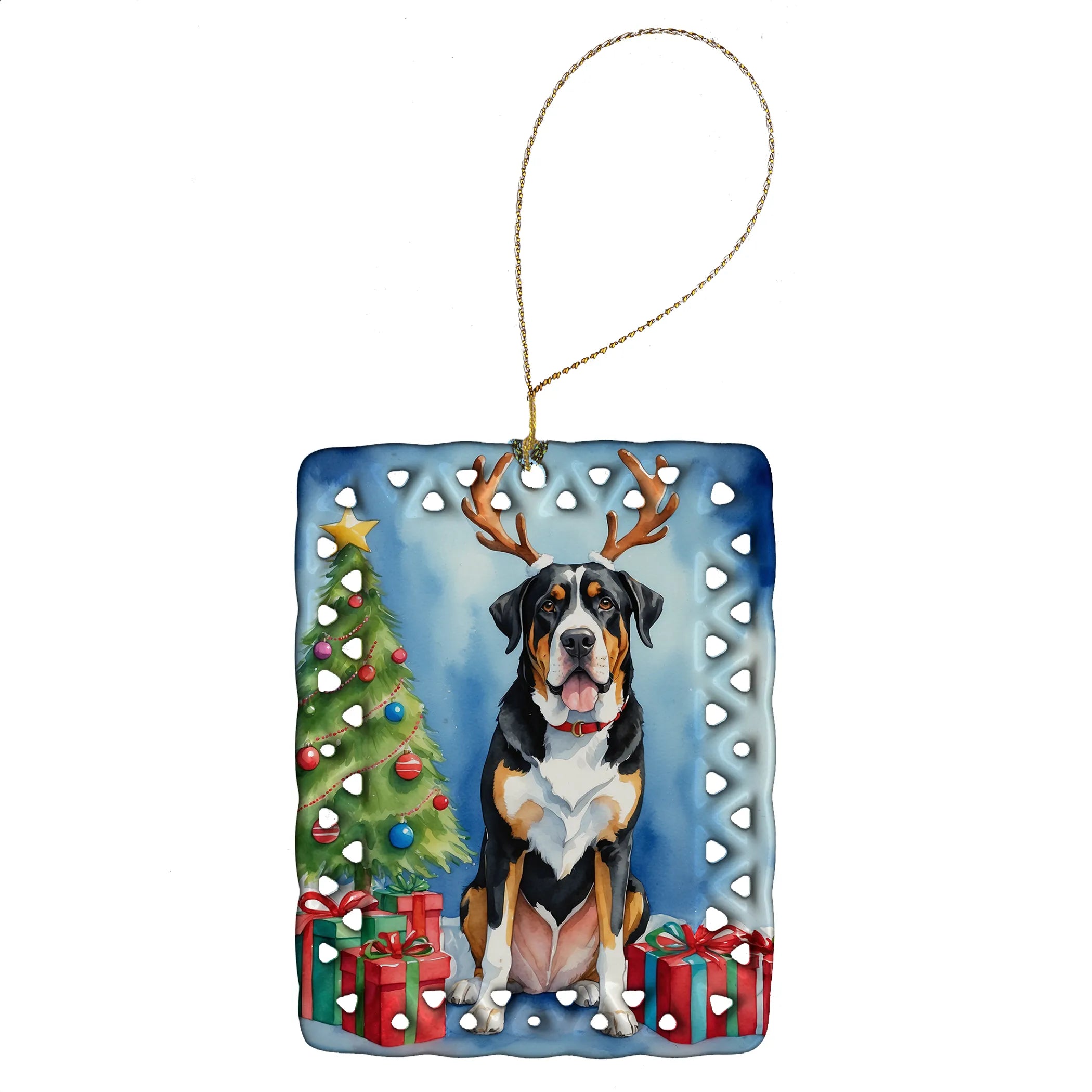 Christmas Reindeer Porcelain Ornament
