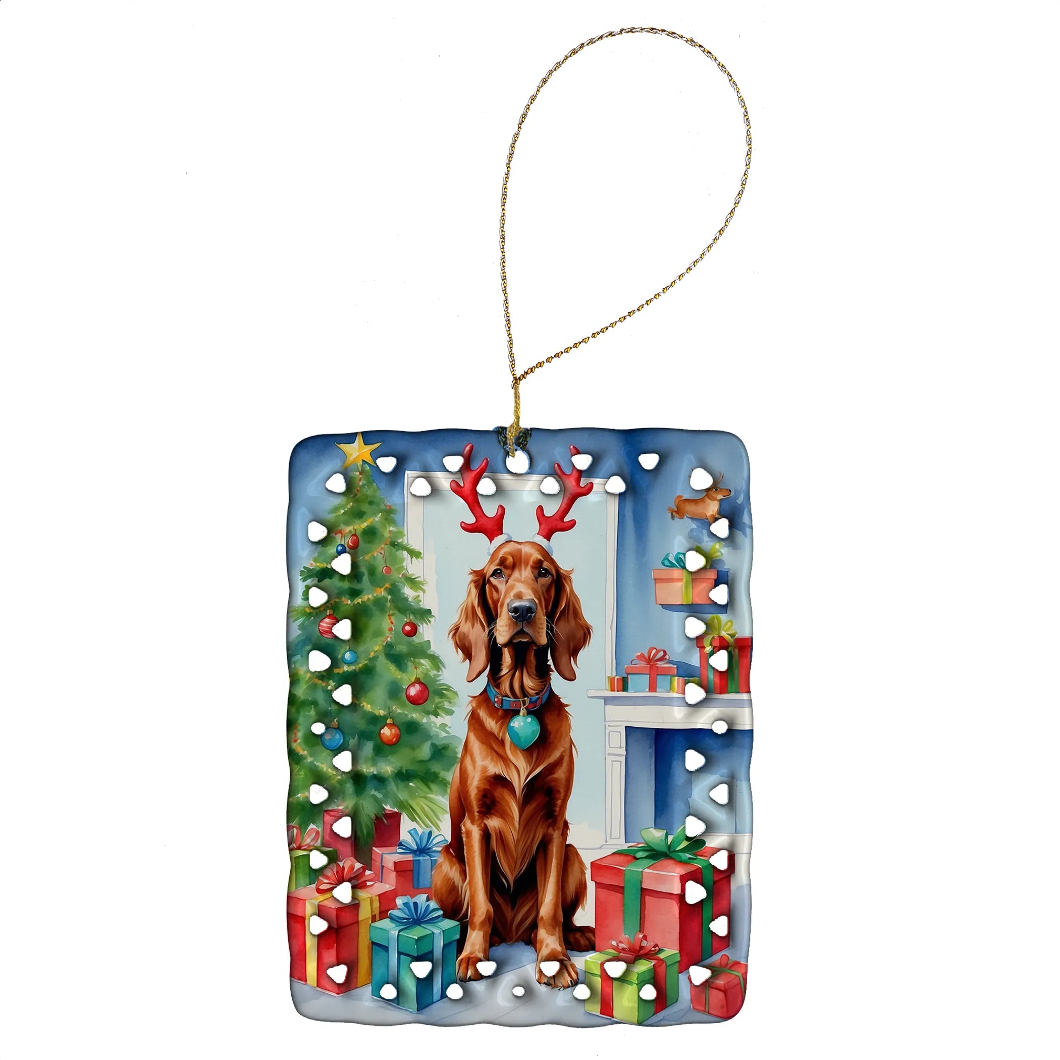 Christmas Reindeer Porcelain Ornament