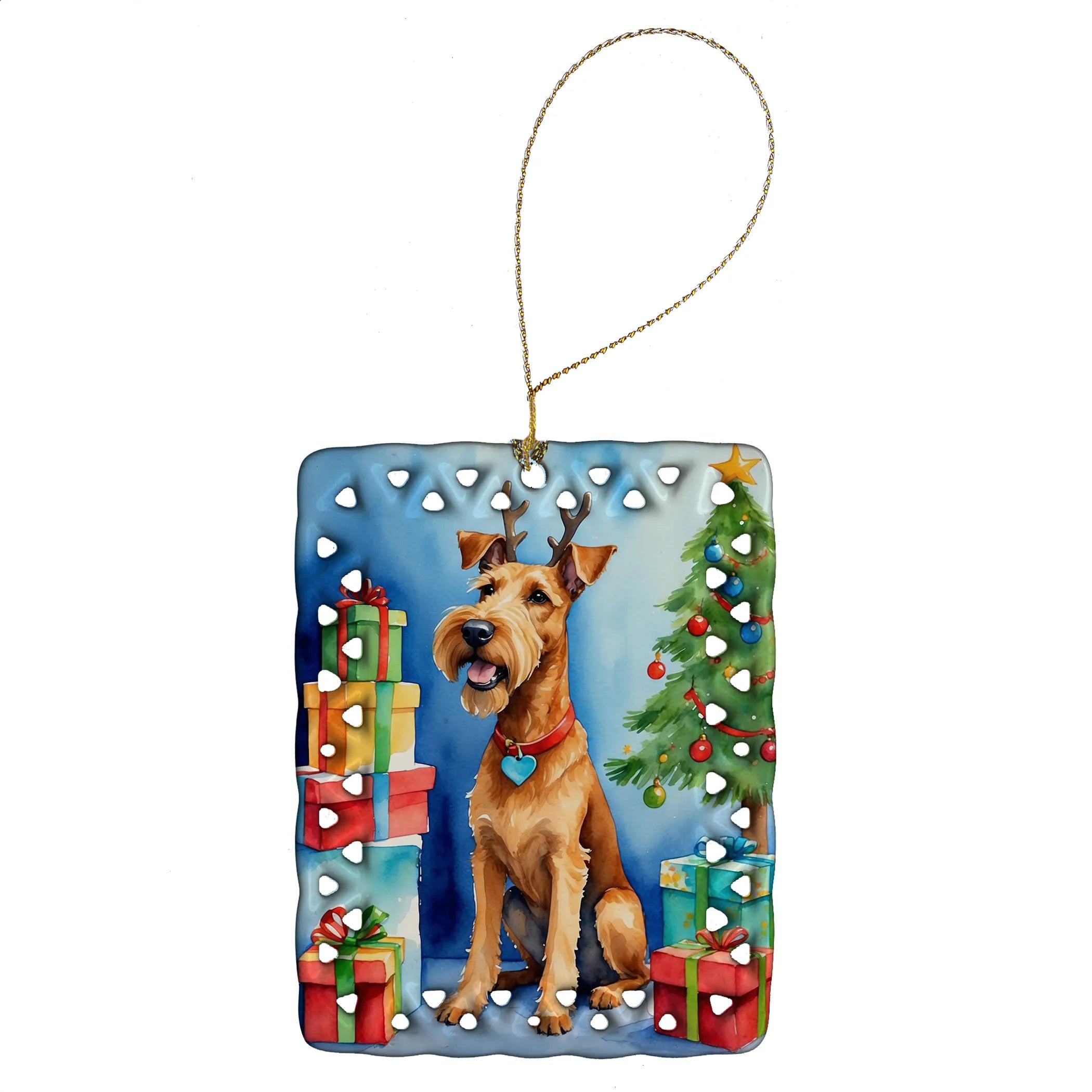 Christmas Reindeer Porcelain Ornament