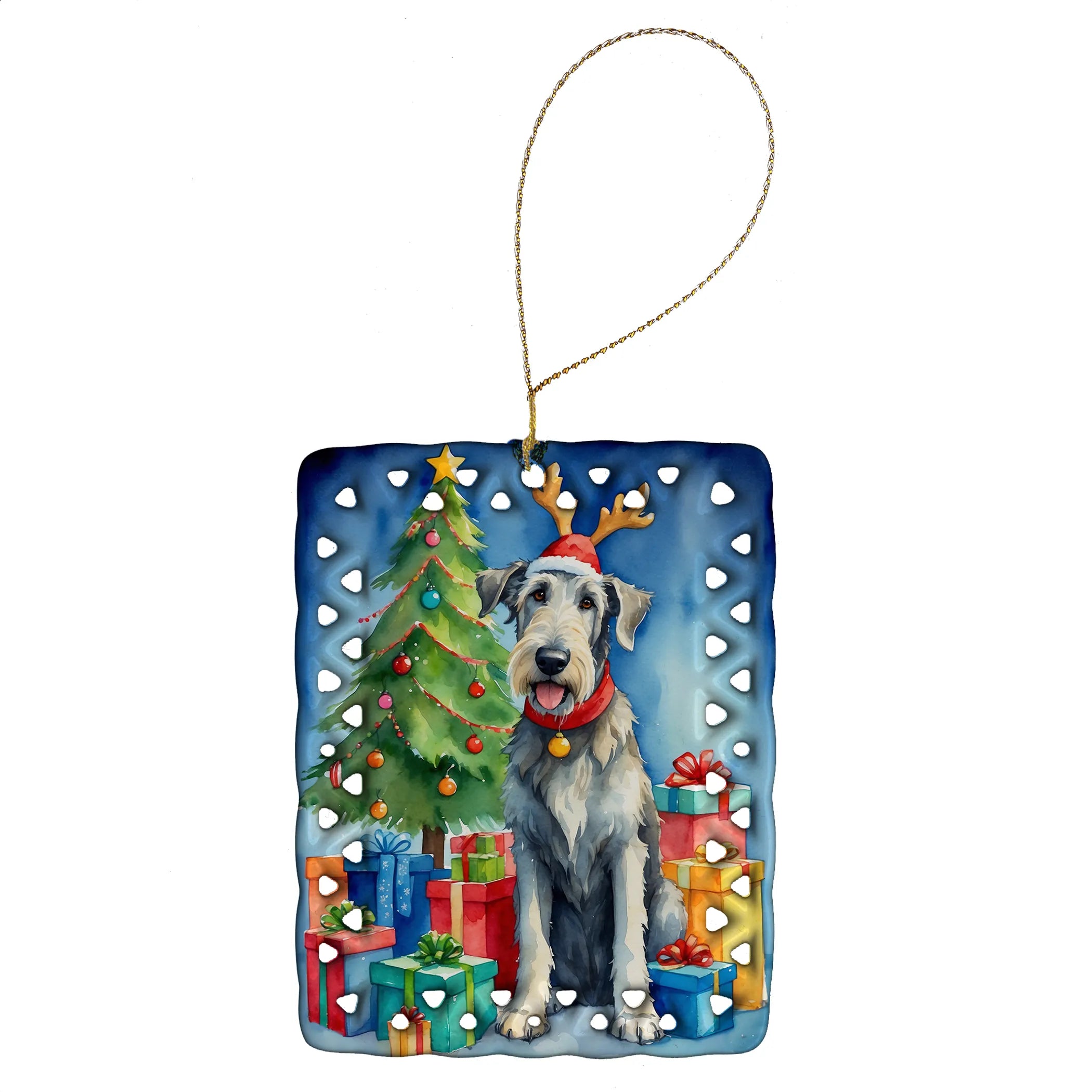 Christmas Reindeer Porcelain Ornament