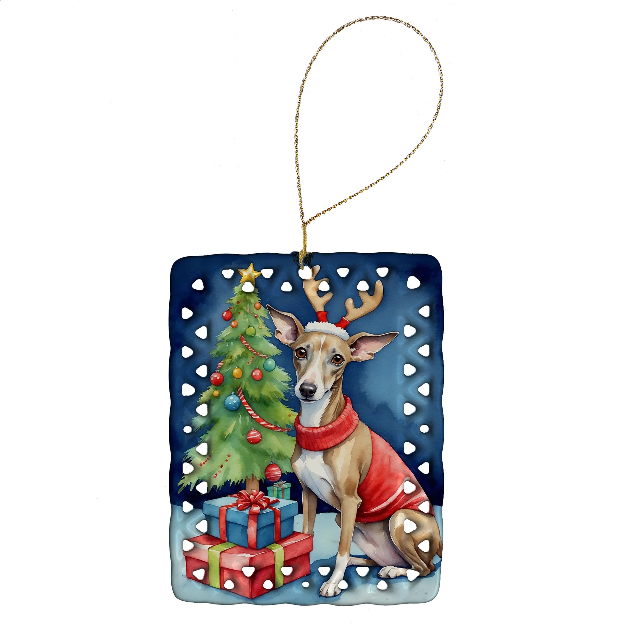 Christmas Reindeer Porcelain Ornament
