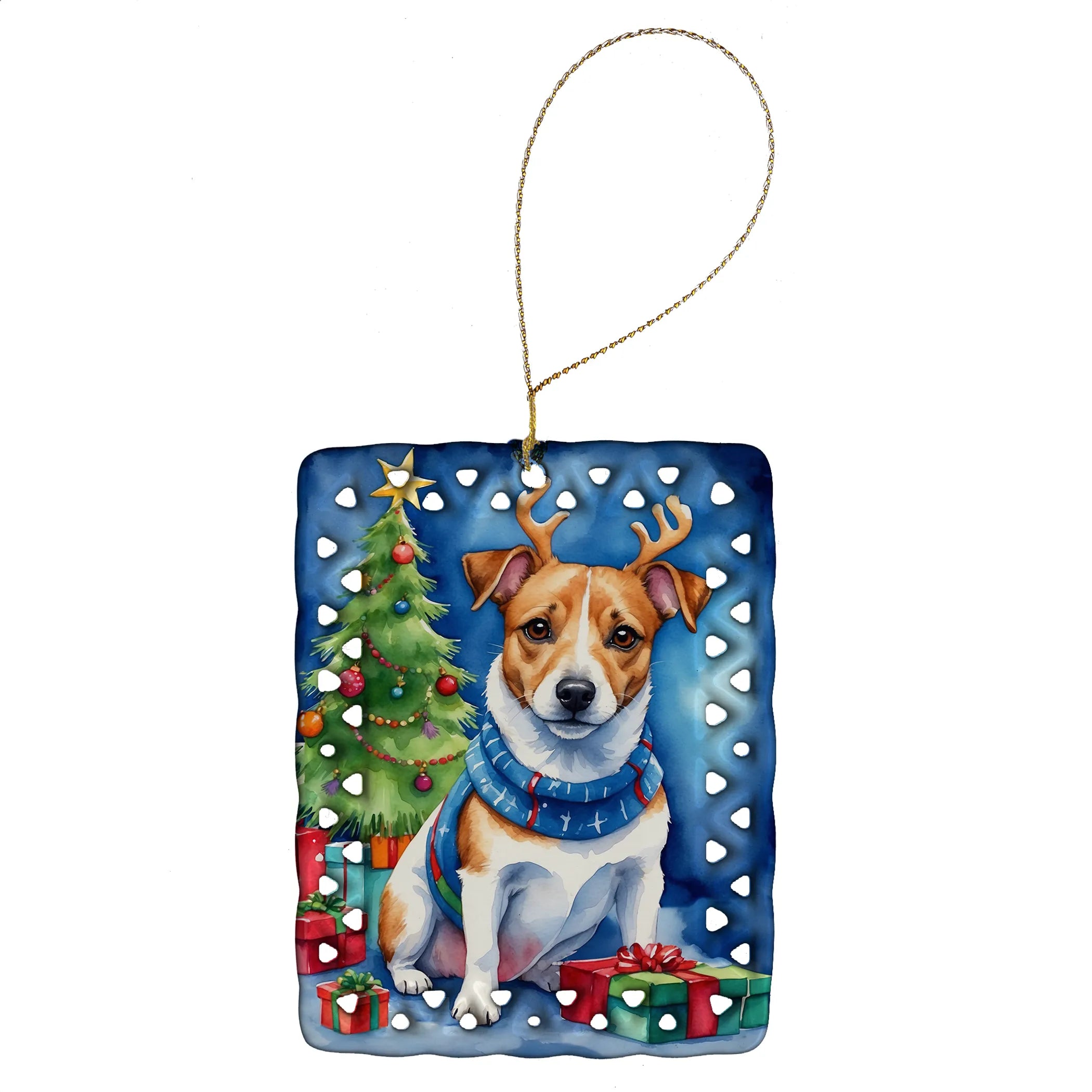 Christmas Reindeer Porcelain Ornament