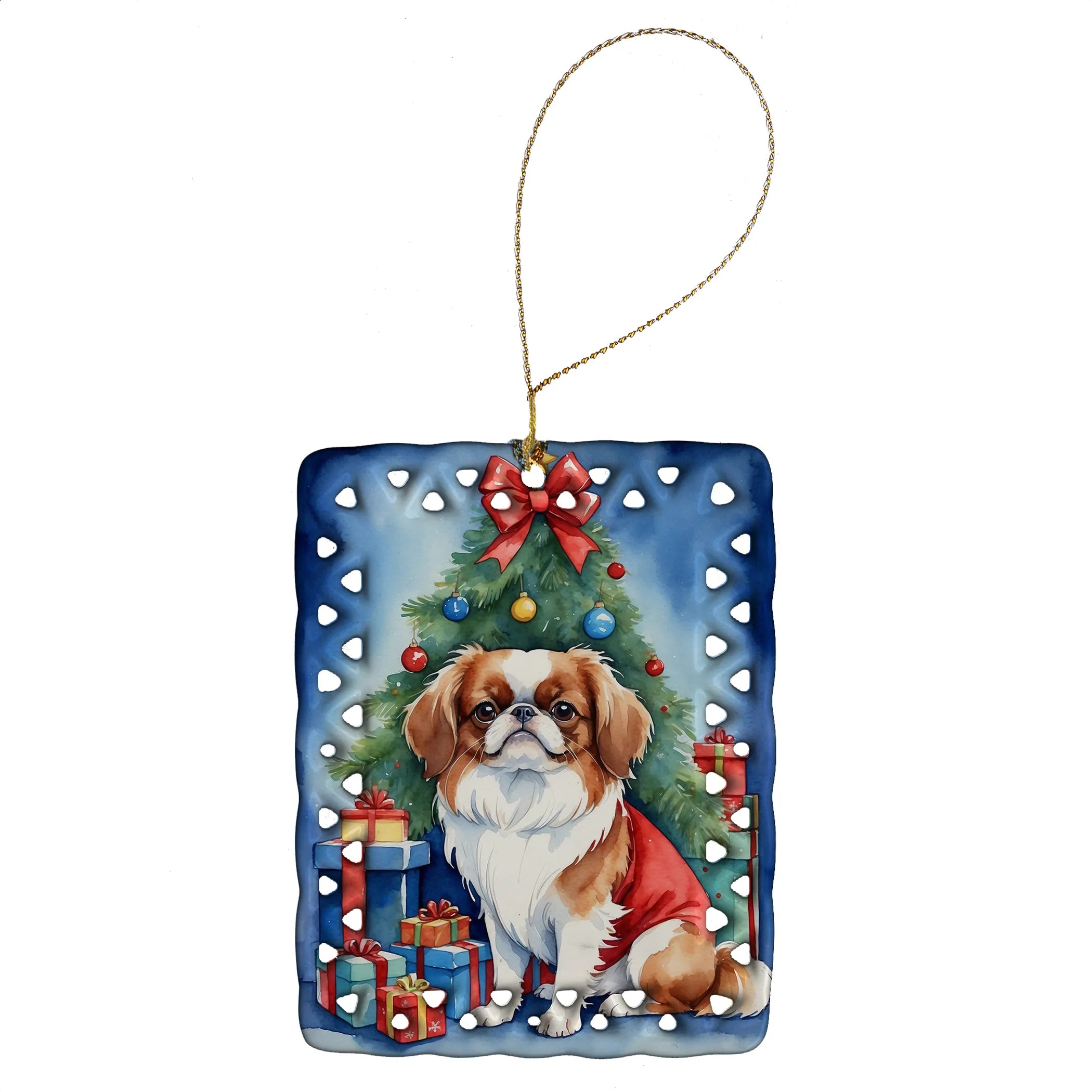 Christmas Reindeer Porcelain Ornament