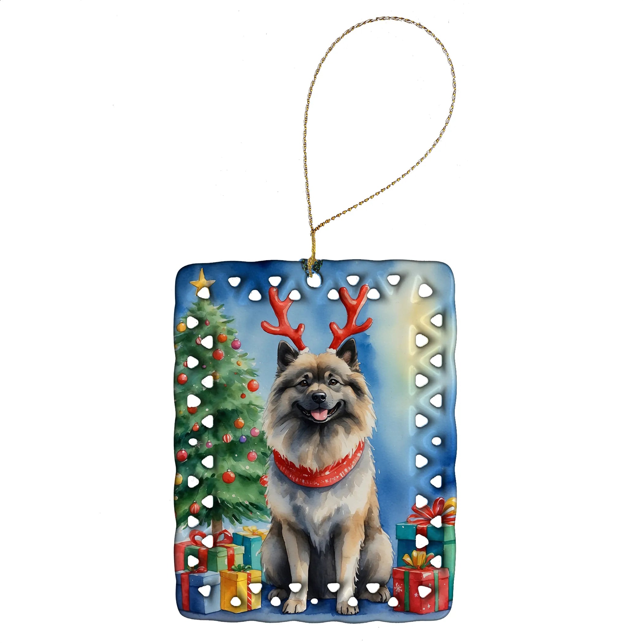 Christmas Reindeer Porcelain Ornament