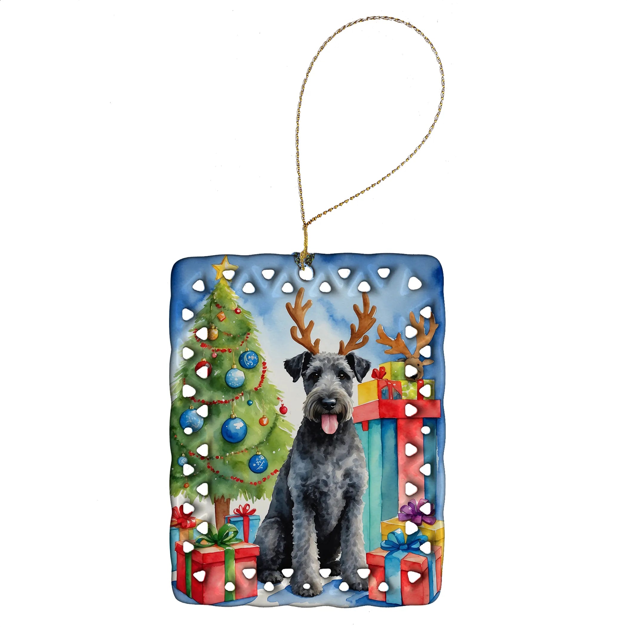 Christmas Reindeer Porcelain Ornament