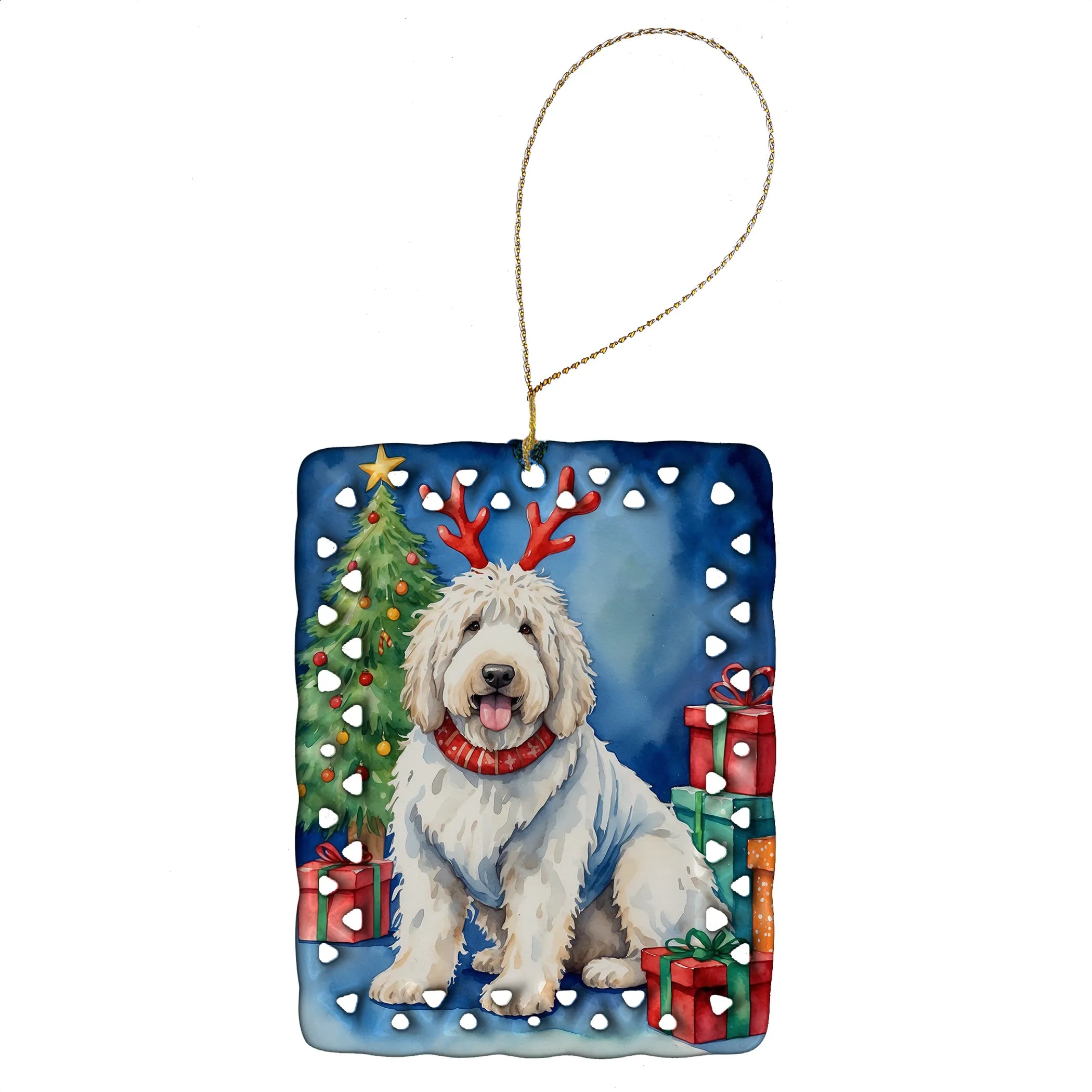 Christmas Reindeer Porcelain Ornament