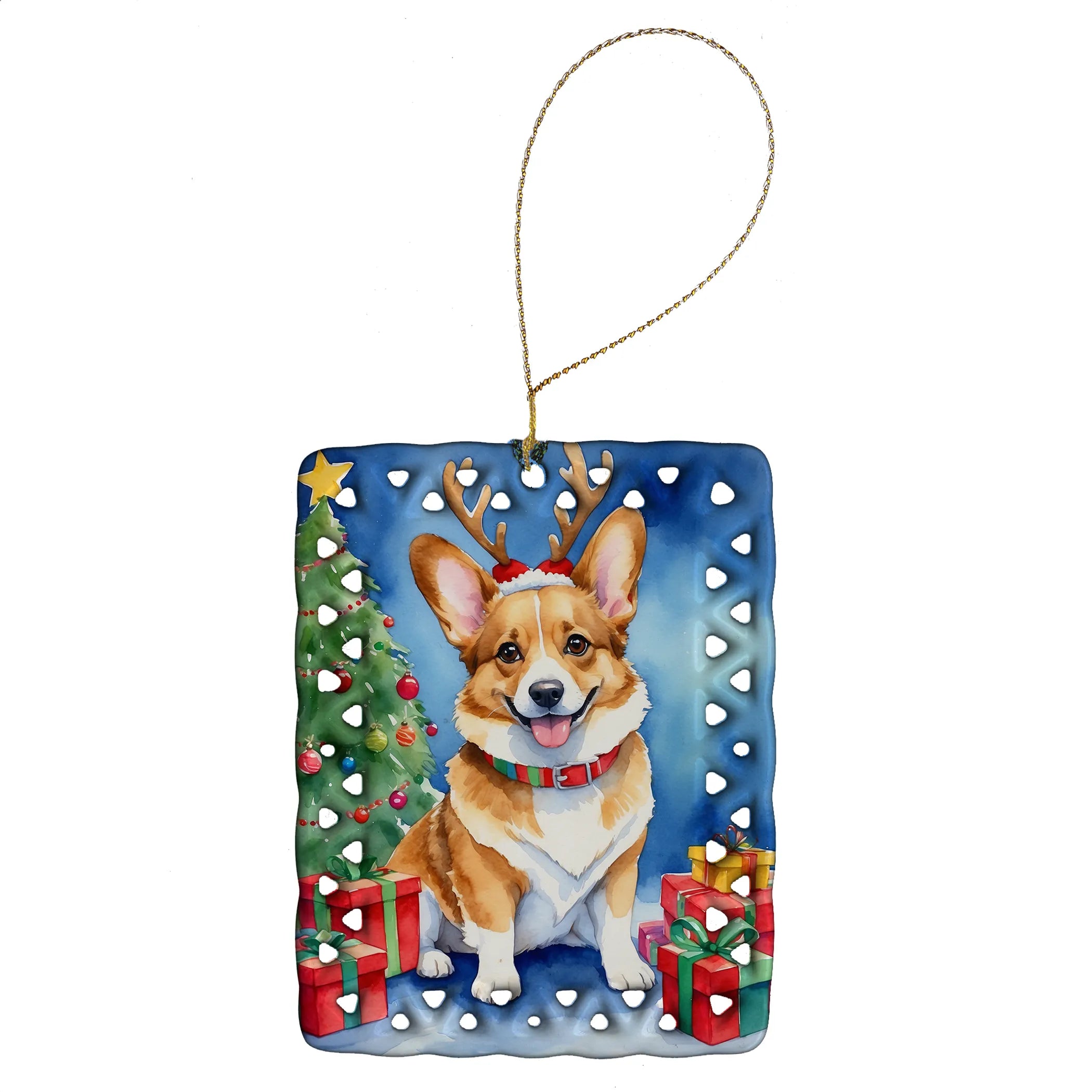 Christmas Reindeer Porcelain Ornament