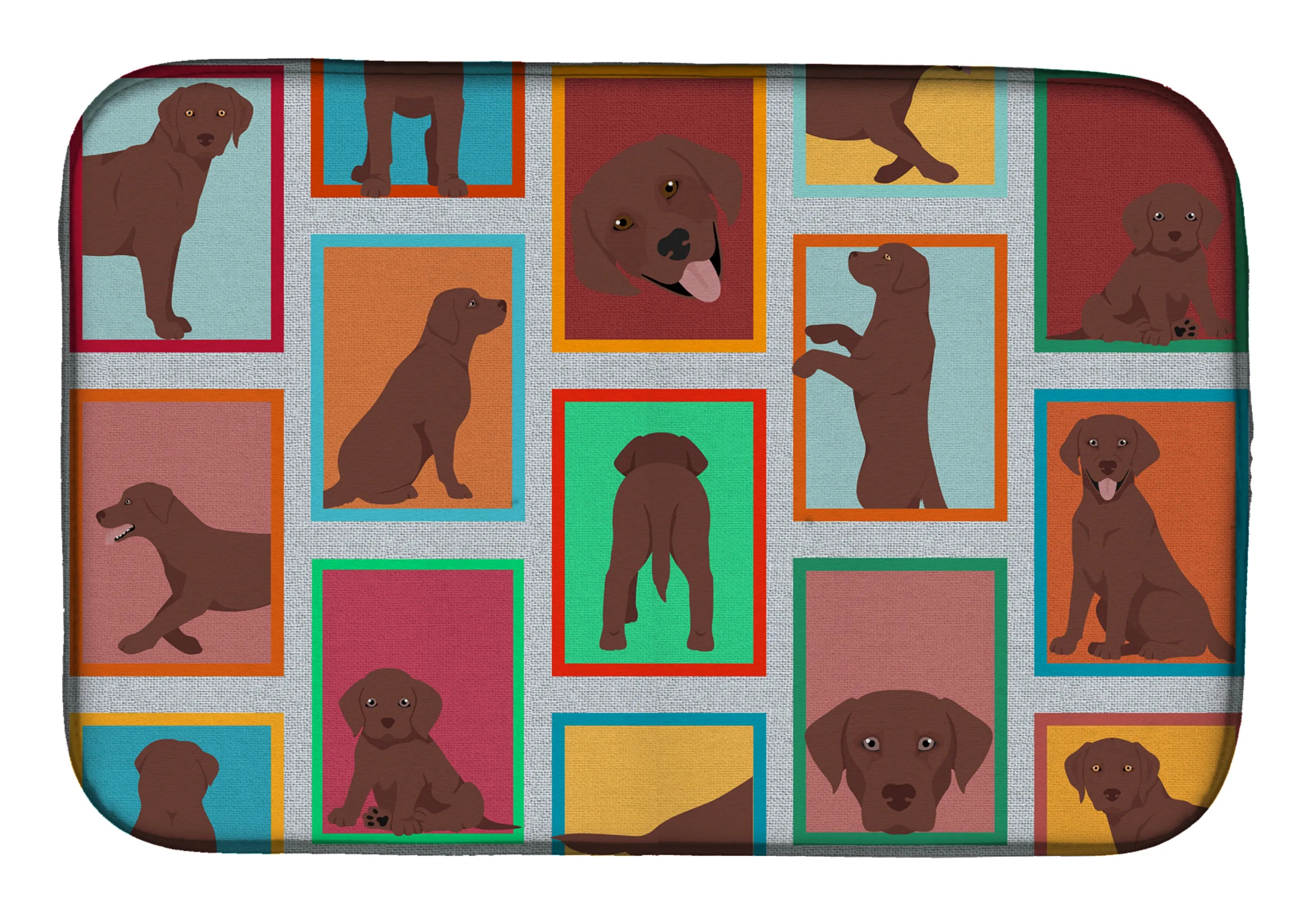 Lots of Dogs Dish Drying Mat - Size: 14  X 21" | Pack Of: 1 | Collection name: Lots of dogs