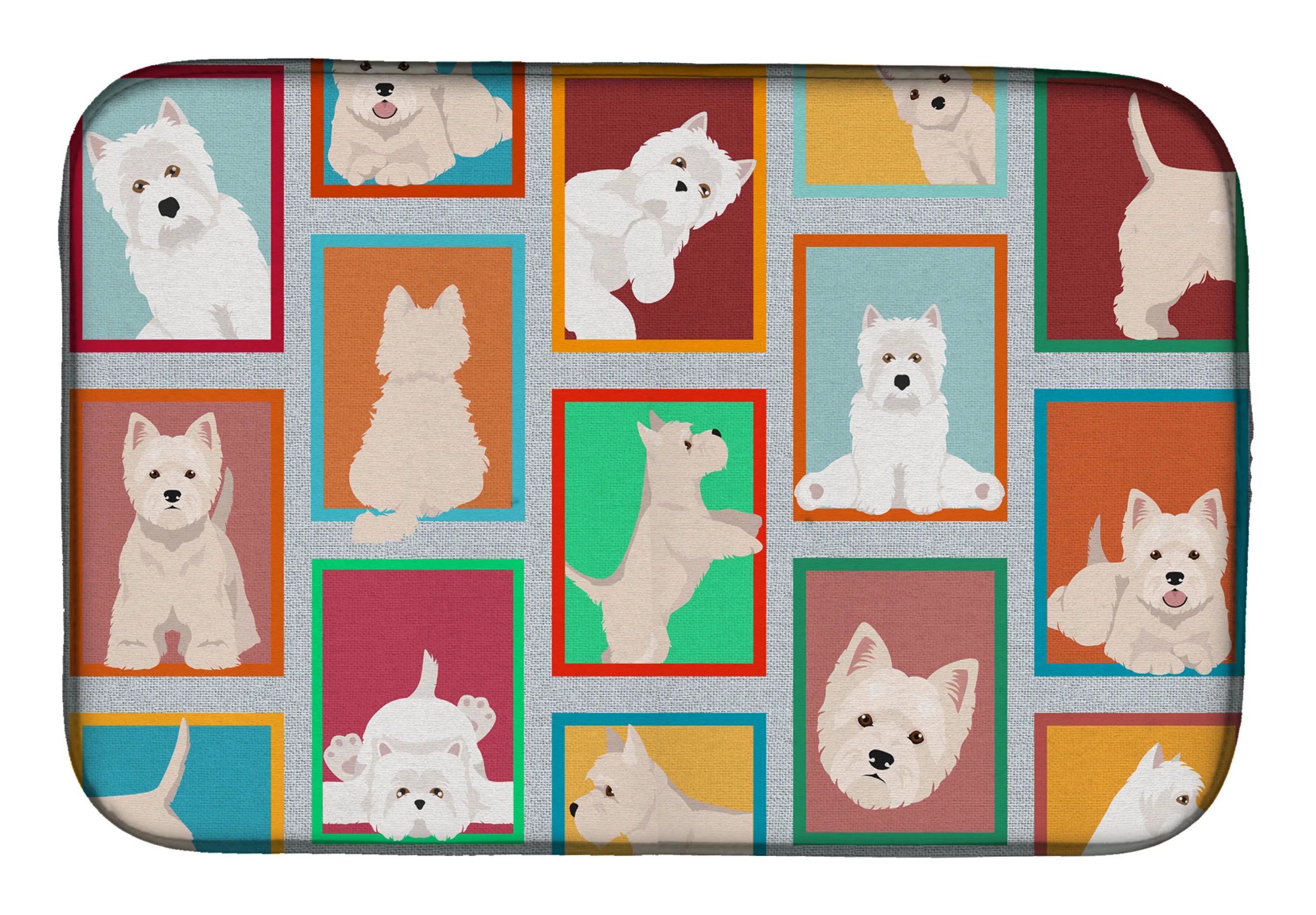 Lots of Dogs Dish Drying Mat - Size: 14  X 21" | Pack Of: 1 | Collection name: Lots of dogs