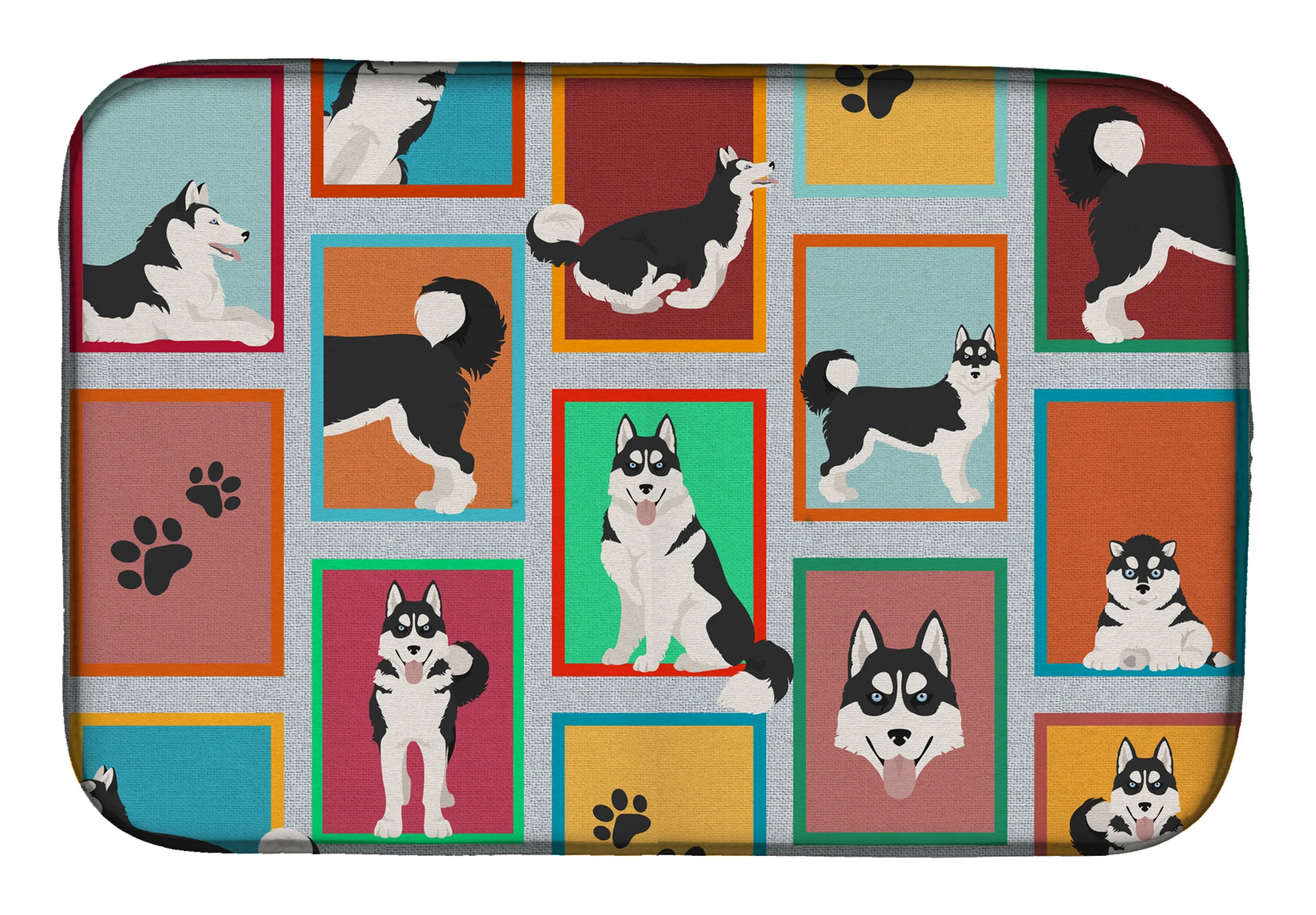 Lots of Dogs Dish Drying Mat - Size: 14  X 21" | Pack Of: 1 | Collection name: Lots of dogs