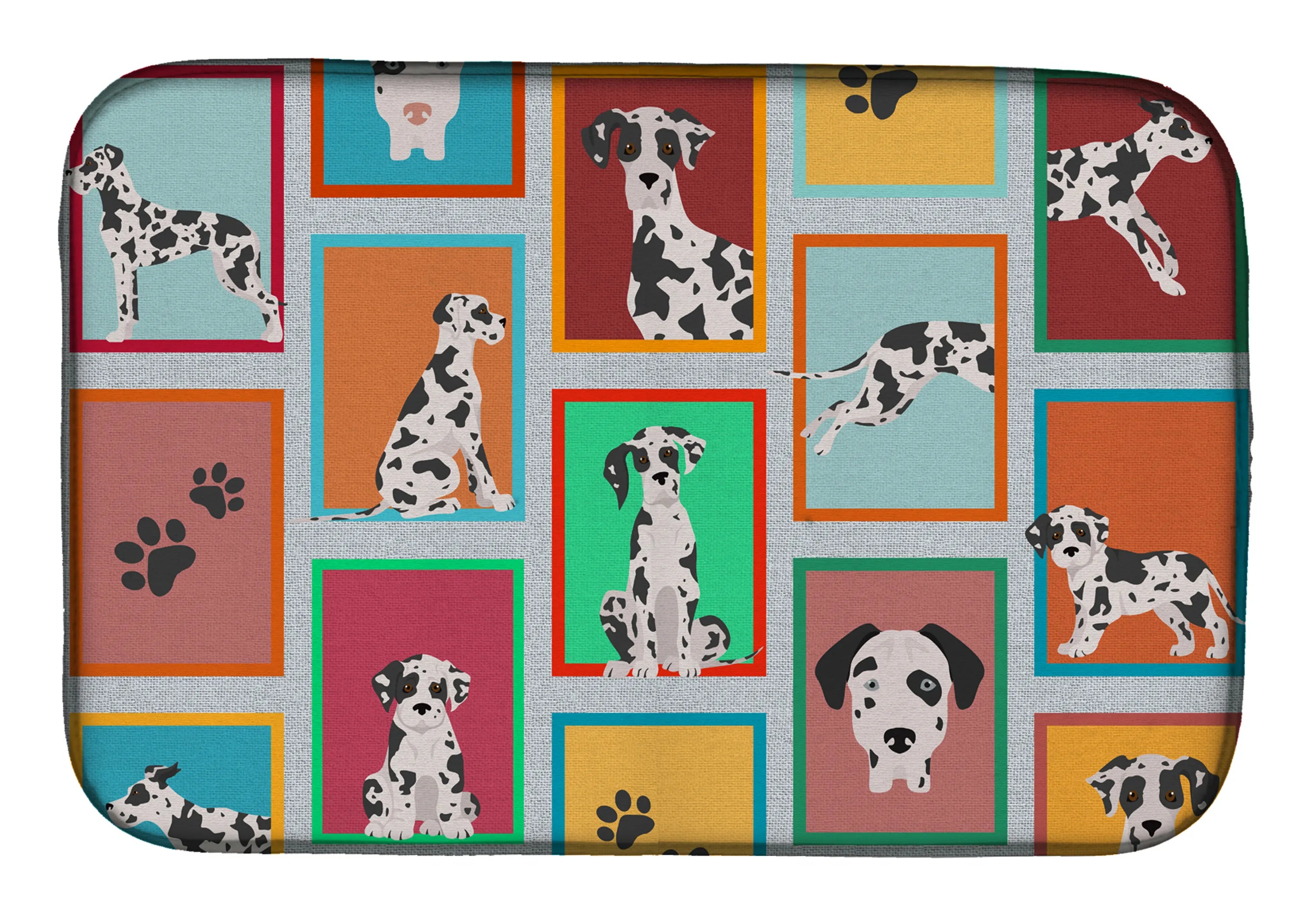 Lots of Dogs Dish Drying Mat - Size: 14  X 21" | Pack Of: 1 | Collection name: Lots of dogs