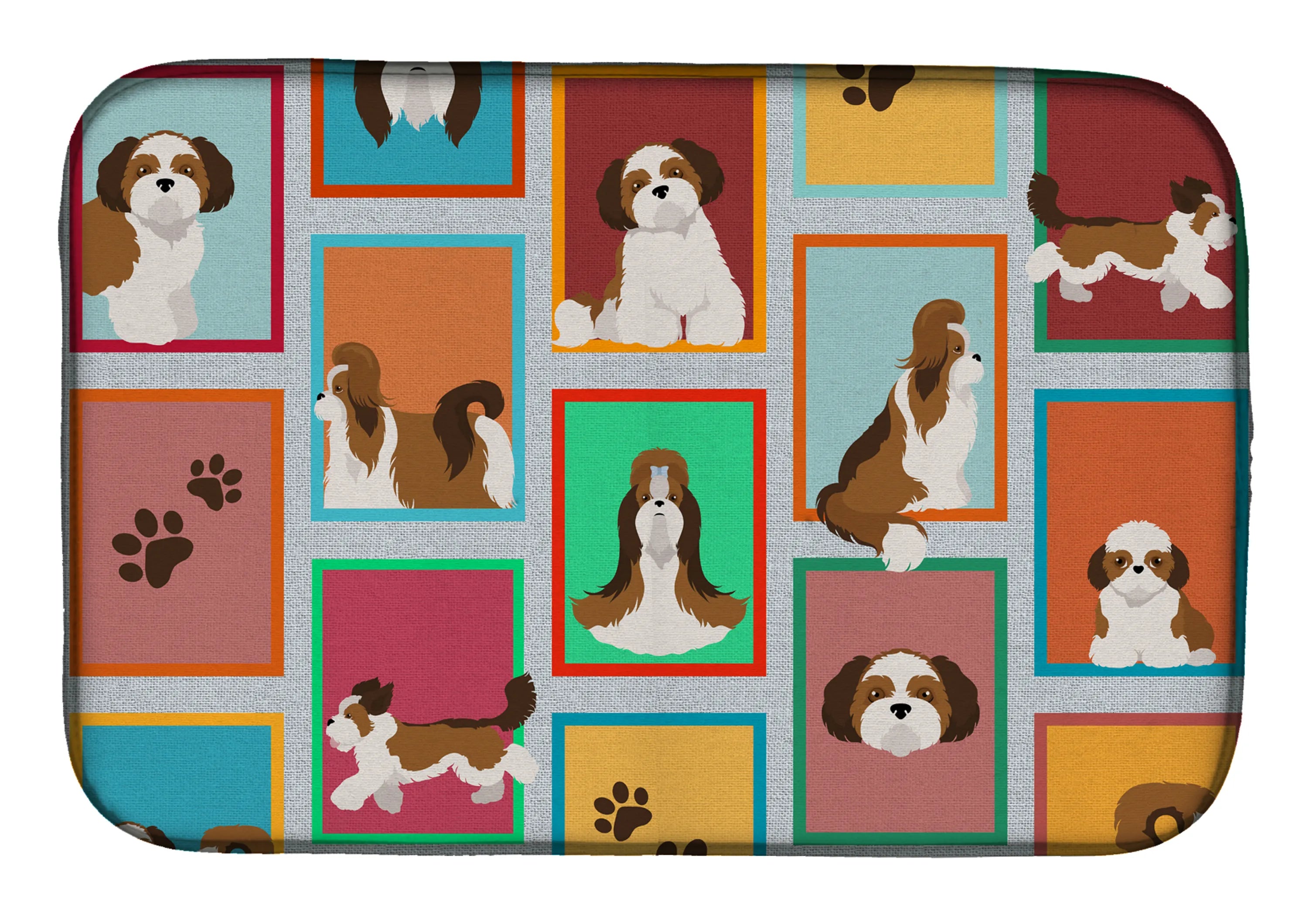 Lots of Dogs Dish Drying Mat - Size: 14  X 21" | Pack Of: 1 | Collection name: Lots of dogs
