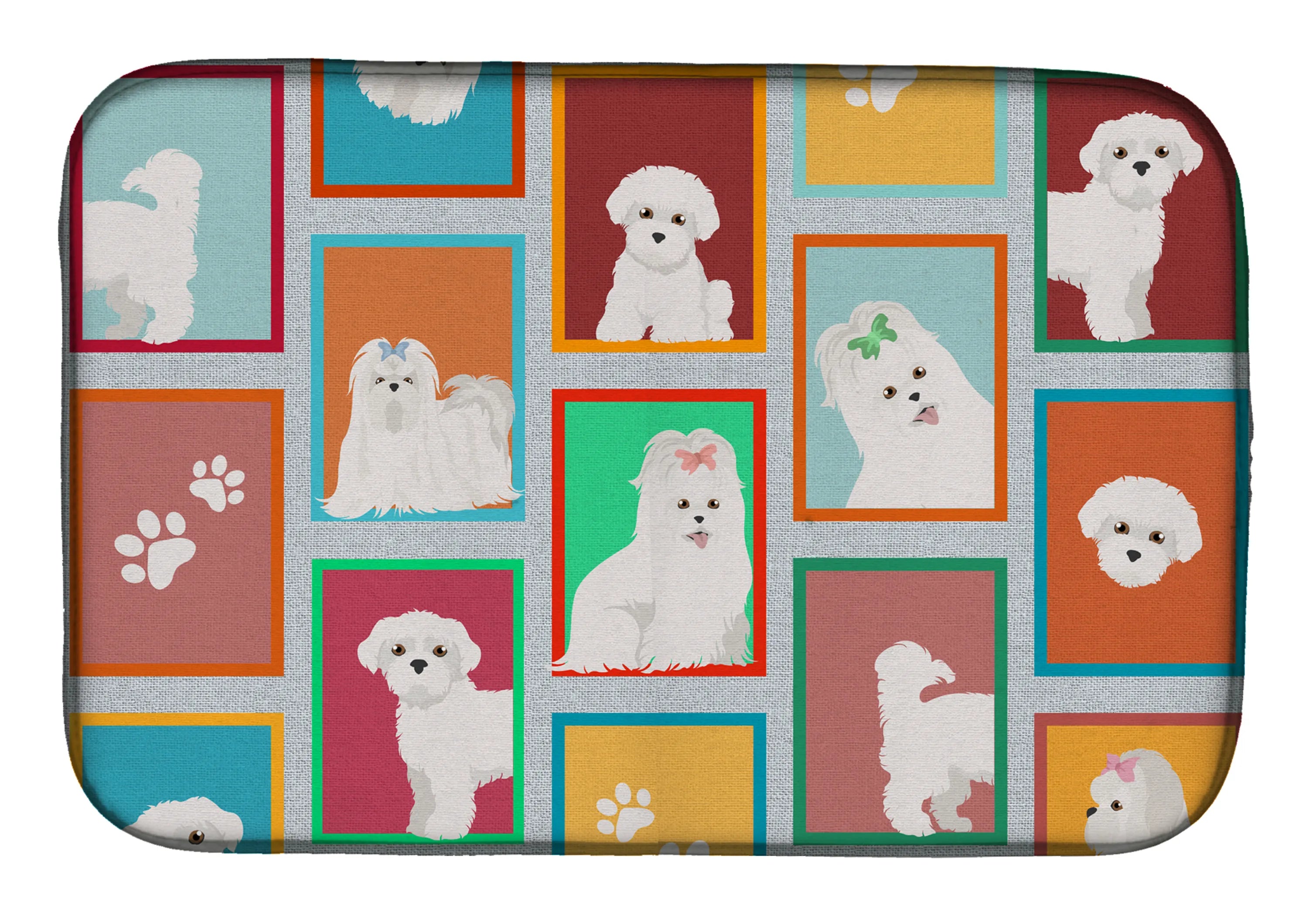Lots of Dogs Dish Drying Mat - Size: 14  X 21" | Pack Of: 1 | Collection name: Lots of dogs