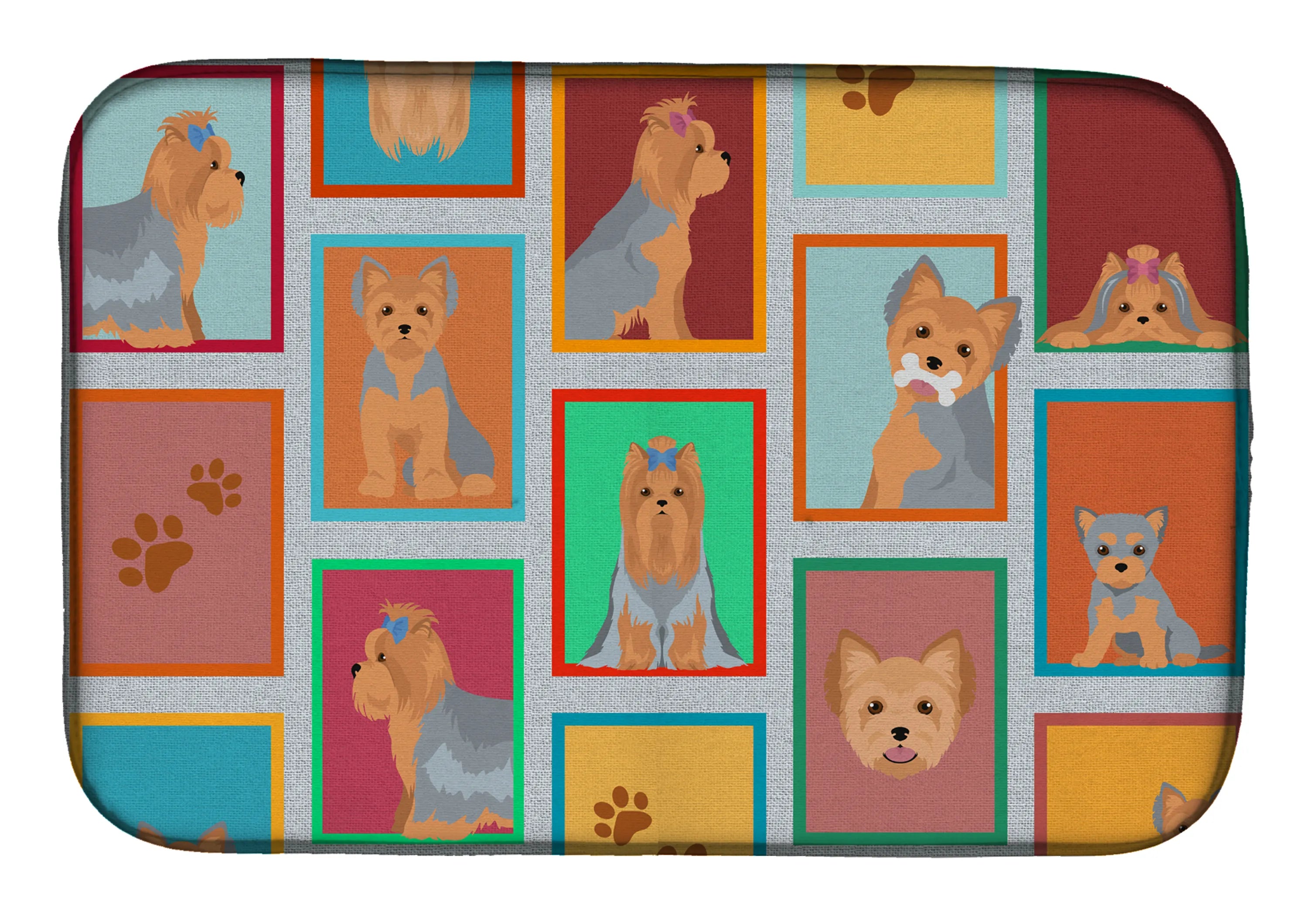 Lots of Dogs Dish Drying Mat - Size: 14  X 21" | Pack Of: 1 | Collection name: Lots of dogs
