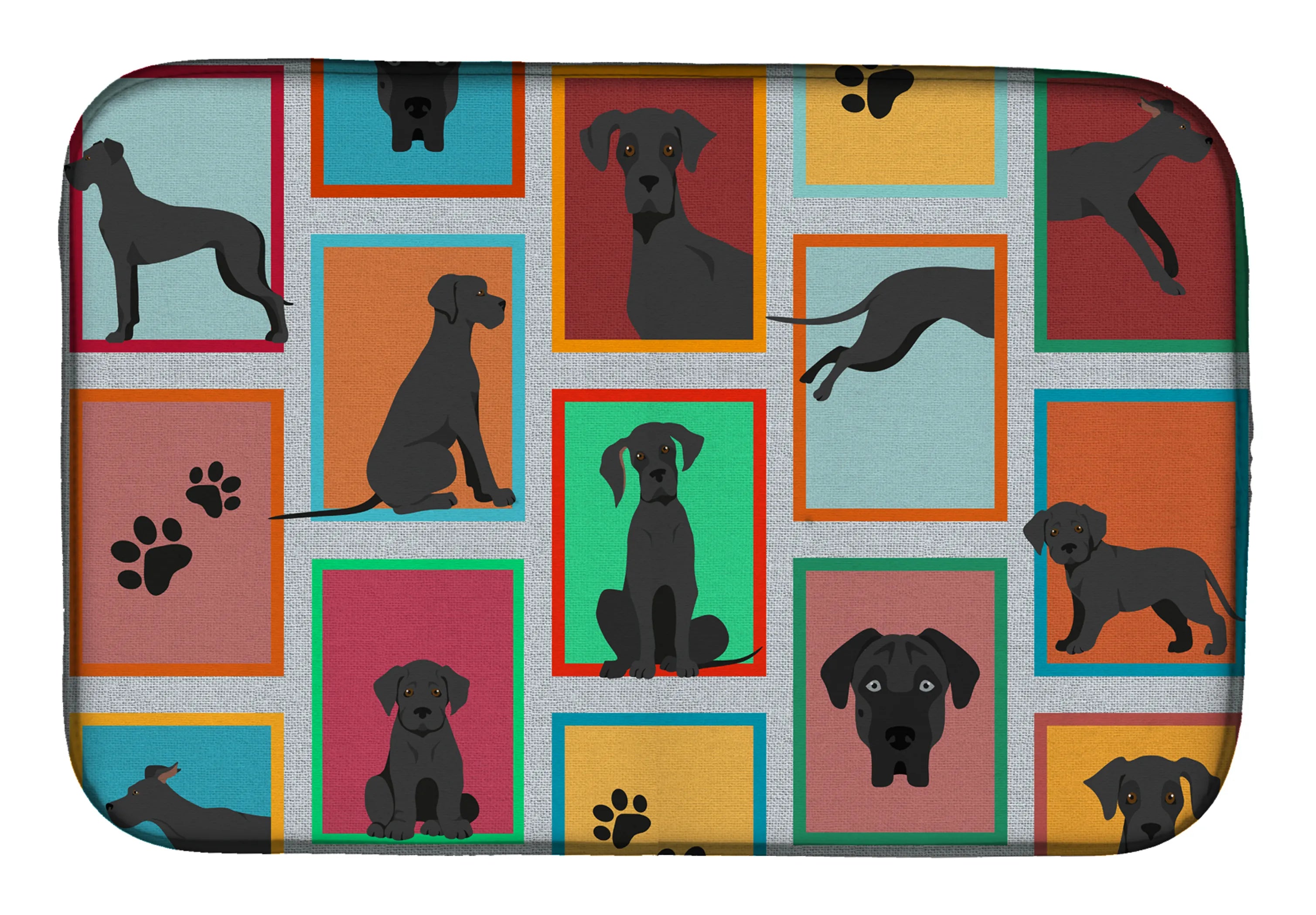 Lots of Dogs Dish Drying Mat - Size: 14  X 21" | Pack Of: 1 | Collection name: Lots of dogs
