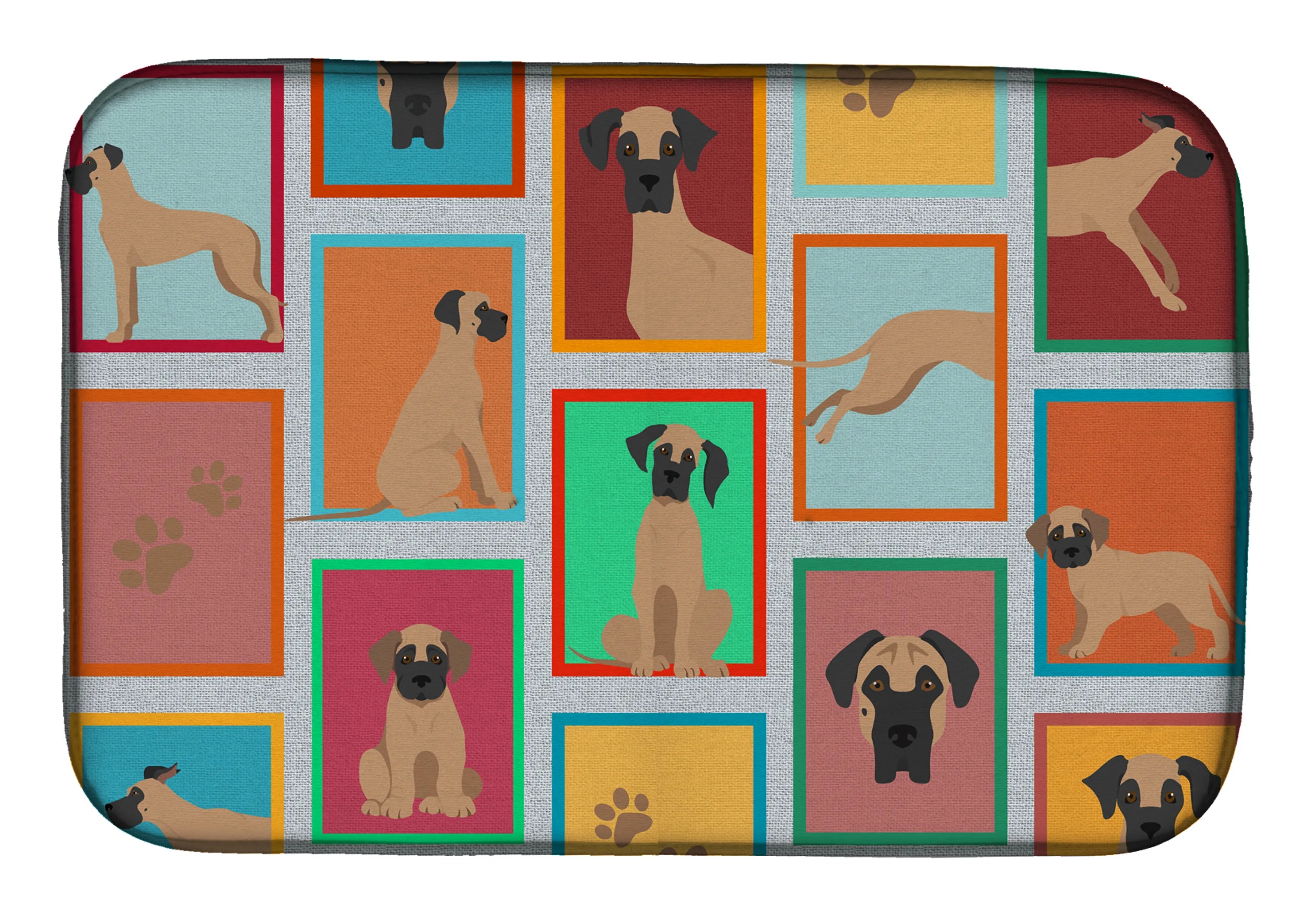 Lots of Dogs Dish Drying Mat - Size: 14  X 21" | Pack Of: 1 | Collection name: Lots of dogs