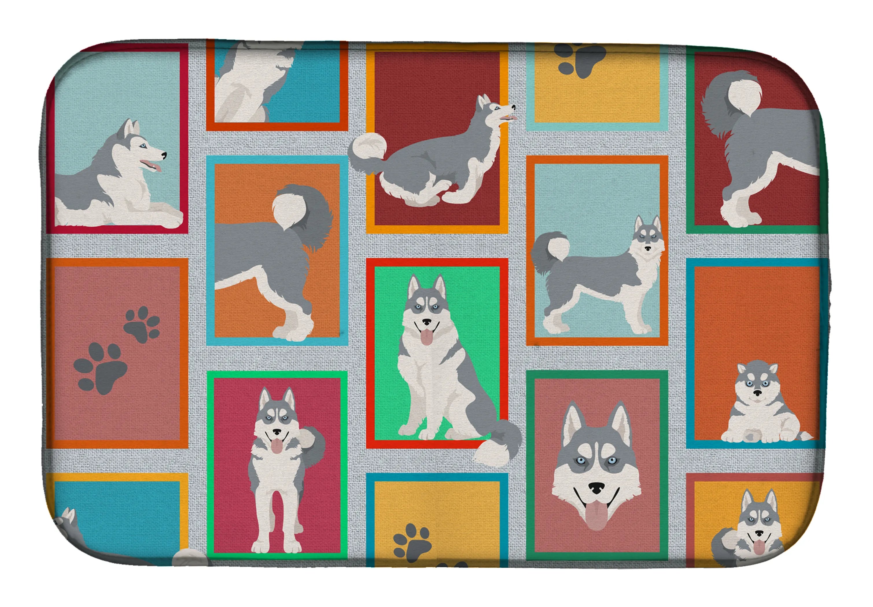 Lots of Dogs Dish Drying Mat - Size: 14  X 21" | Pack Of: 1 | Collection name: Lots of dogs