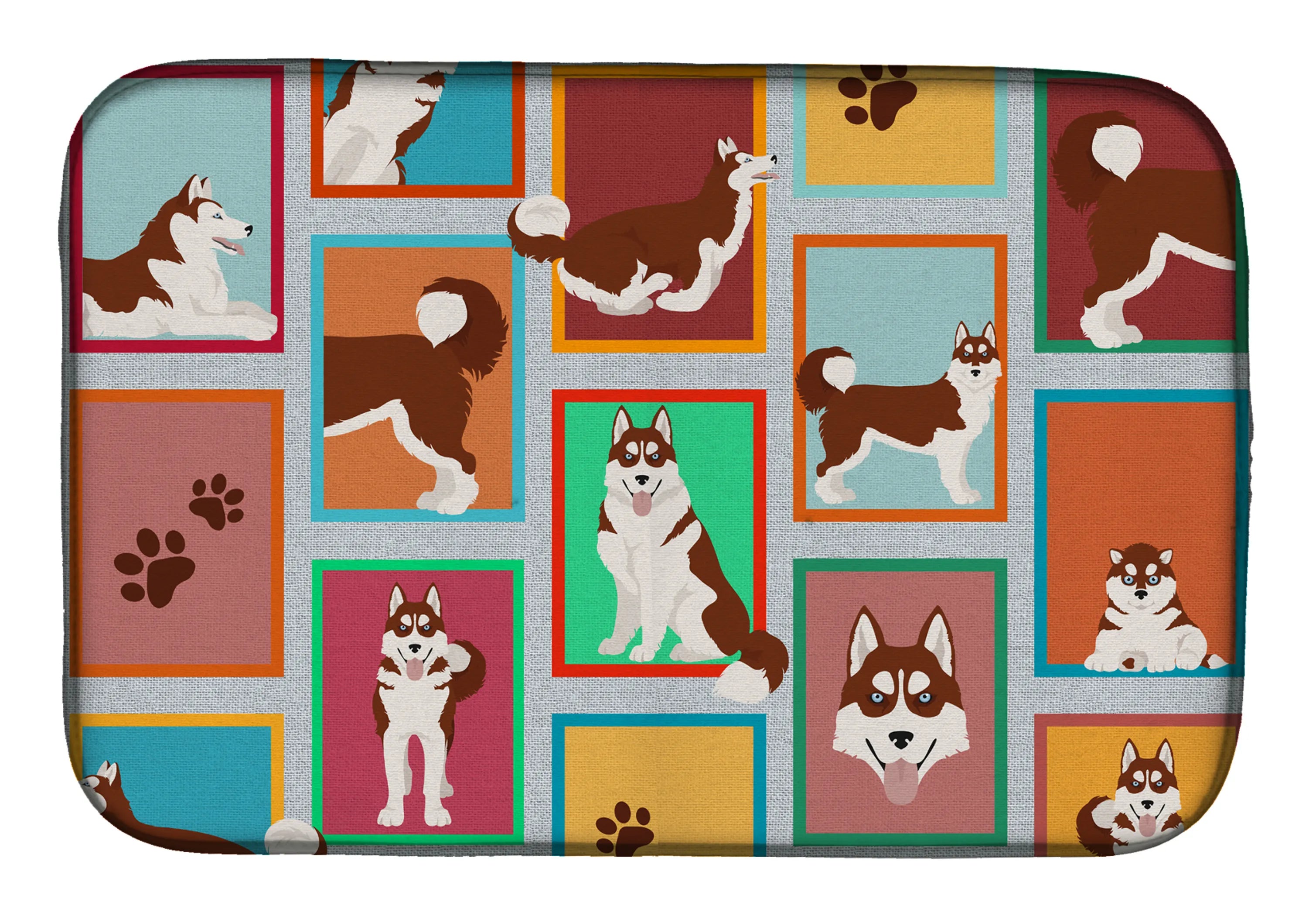 Lots of Dogs Dish Drying Mat - Size: 14  X 21" | Pack Of: 1 | Collection name: Lots of dogs