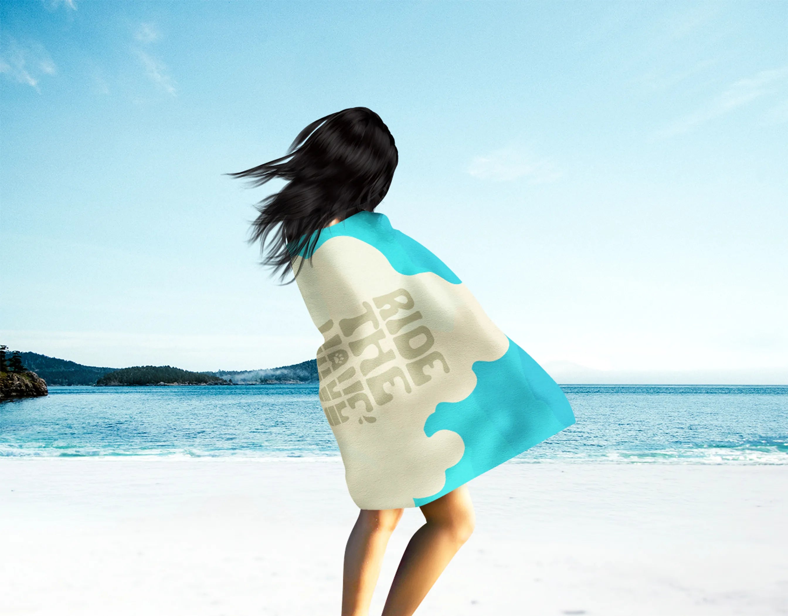 Surfer Dog Ride the Wave Premium Beach Towel - Size: 60HX130W | Pack Of: 1 | Collection name: Surfer dog ride the wave