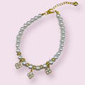 Pearl and Crystal Fleur Dog Necklace