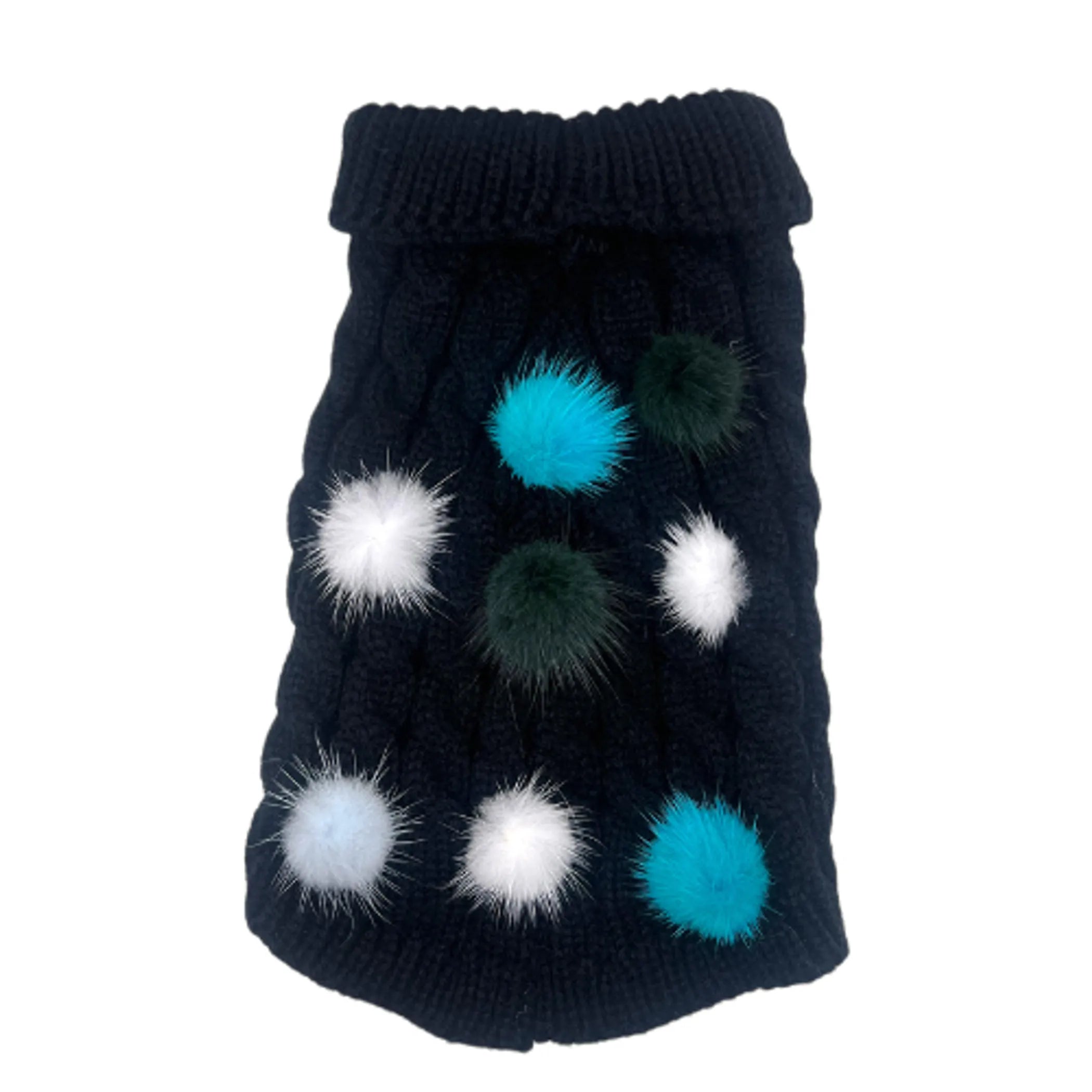 Mink Pom Knit Dog Sweater