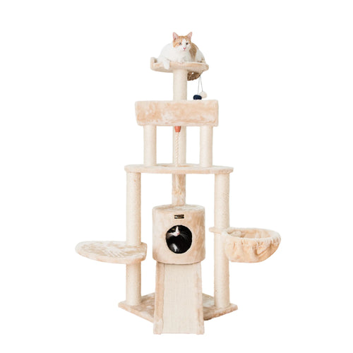 Armarkat Real Wood Spacious Thick Fur Cat Tower W Lounge