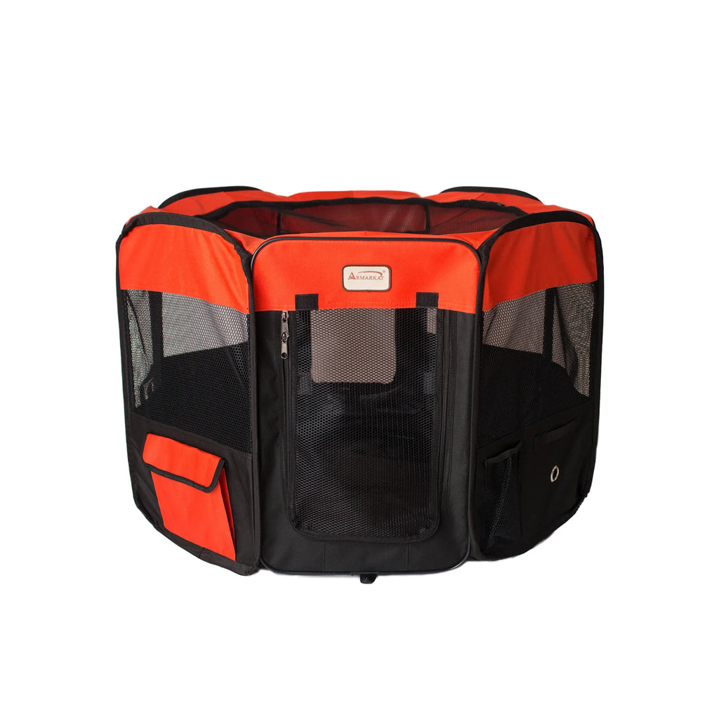 Armarkat PP002R-M Portable Pet Playpen In Bk and Rd Combo