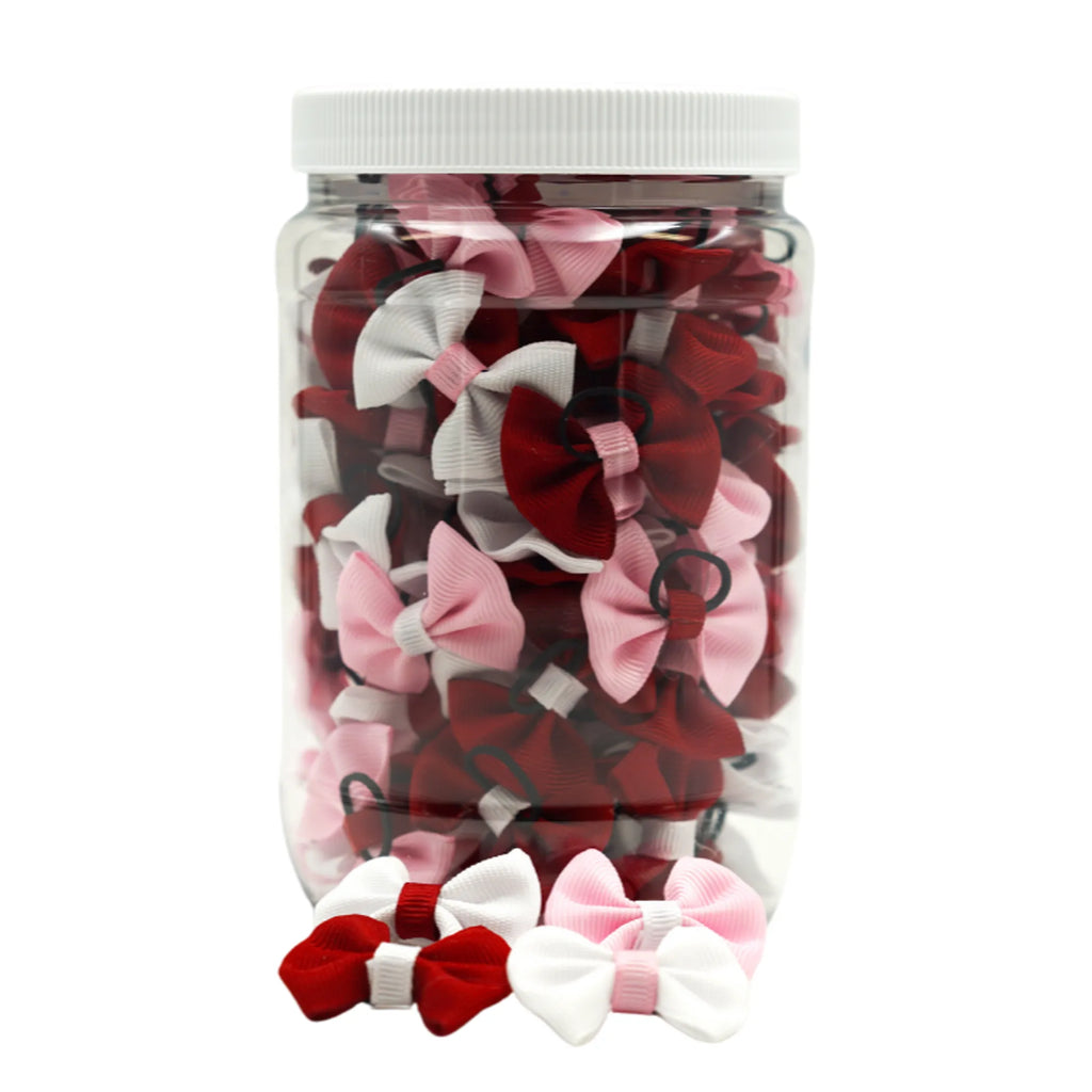 GG001 | 50-100 Valentine's Groomers Dinky Dog/ Cat Bows in Jar|Pets Ribbons