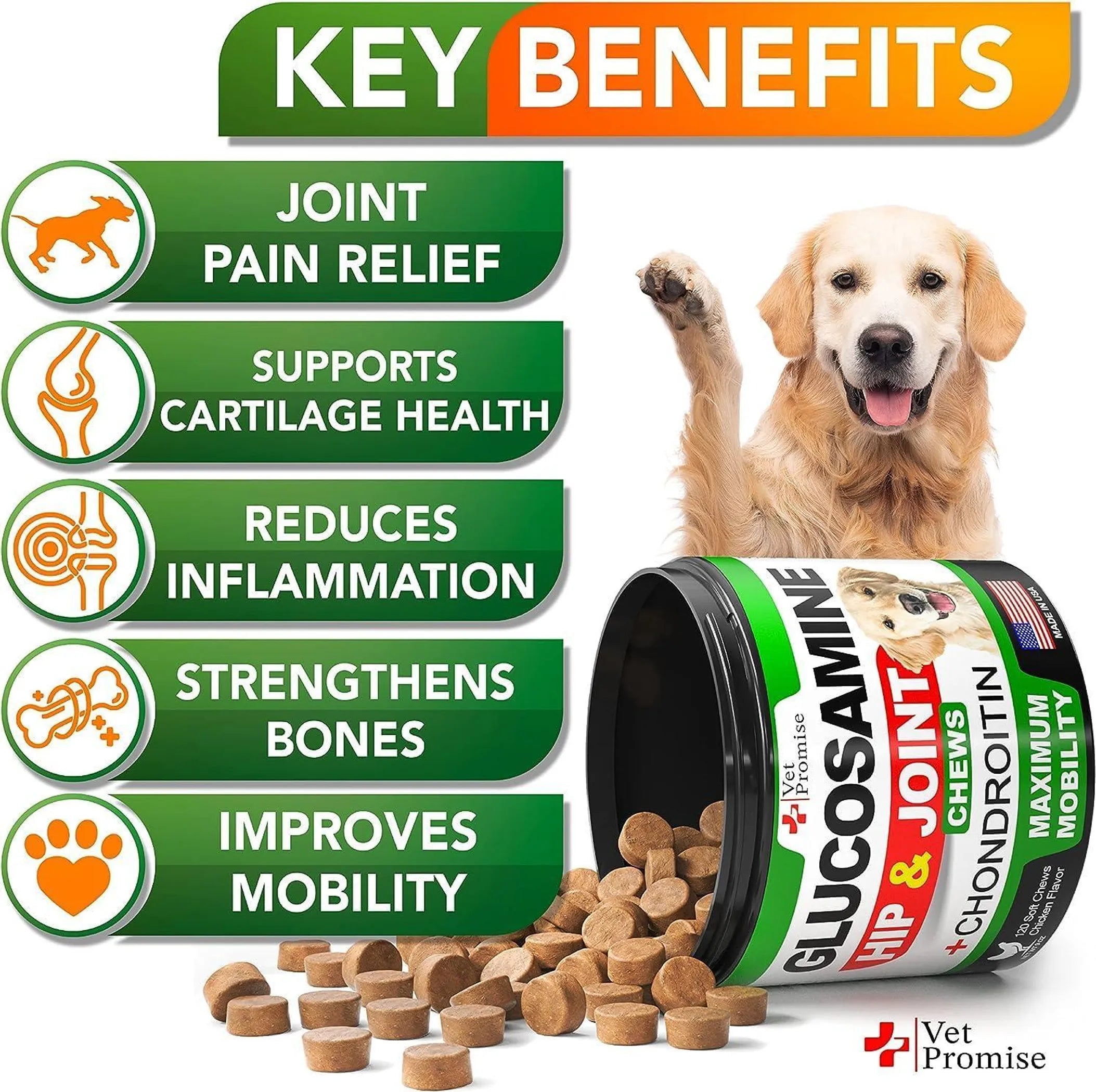 2 Pack Glucosamine for Dogs Hip and Joint Chews