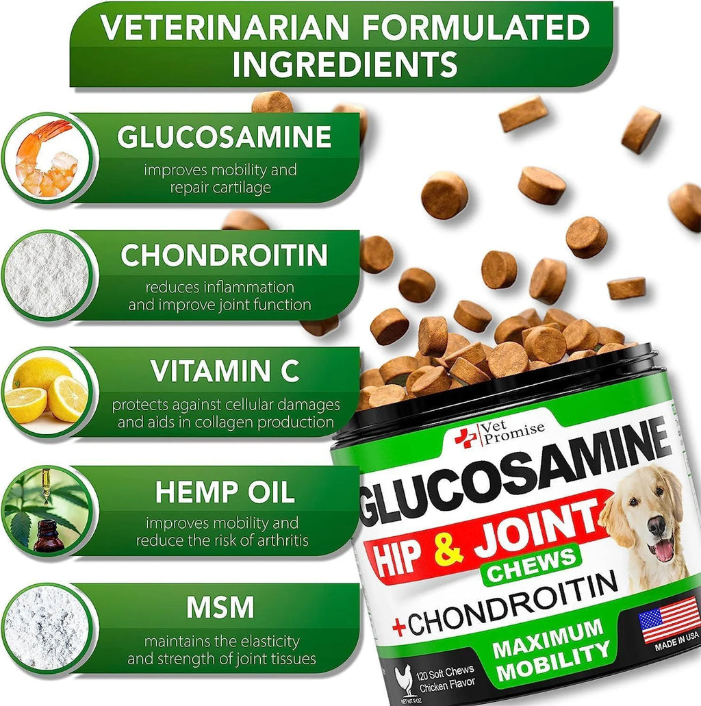 2 Pack Glucosamine for Dogs Hip and Joint Chews