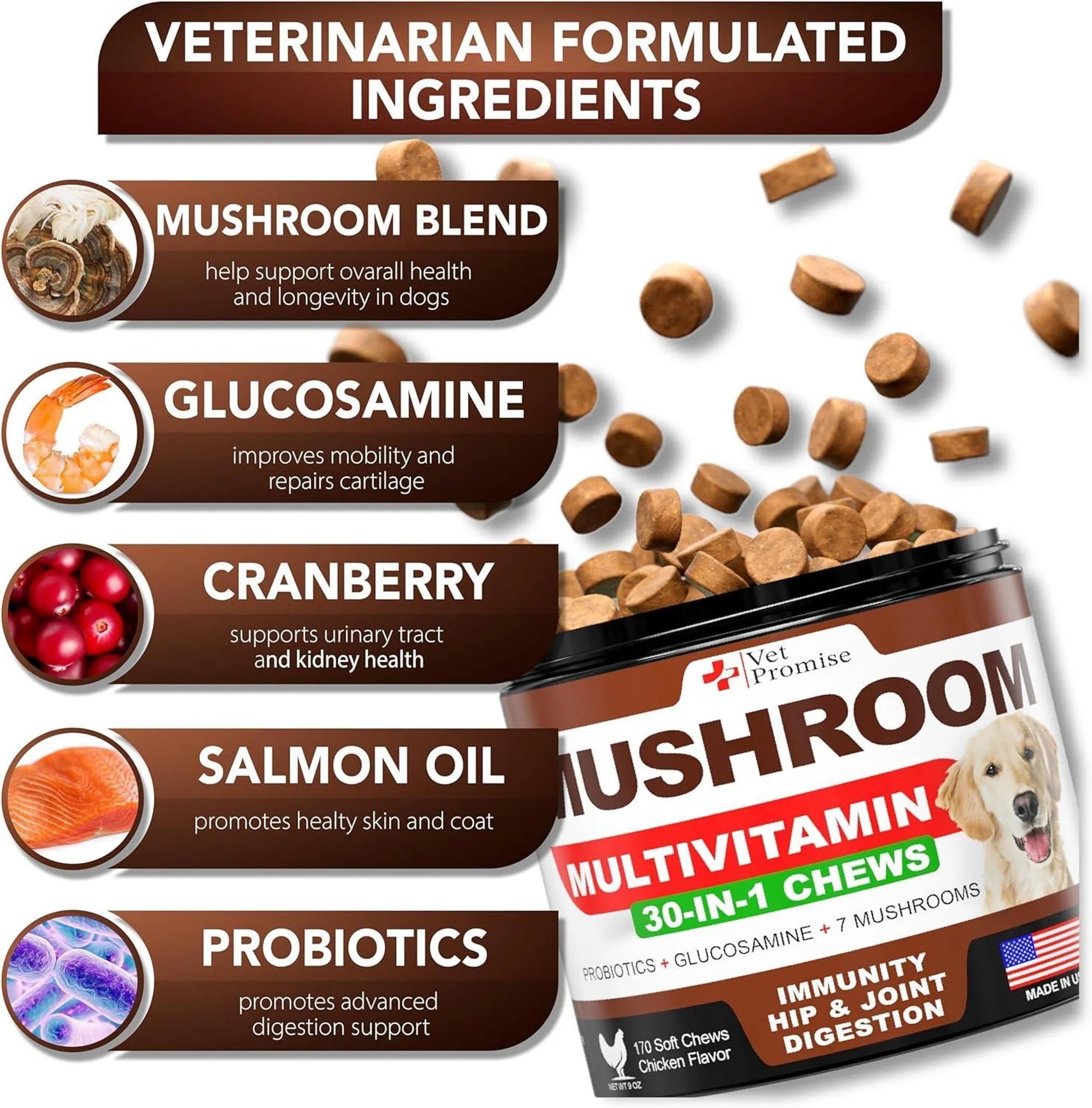 Mushroom for Dogs 170 Chews Turkey Tail Mushroom